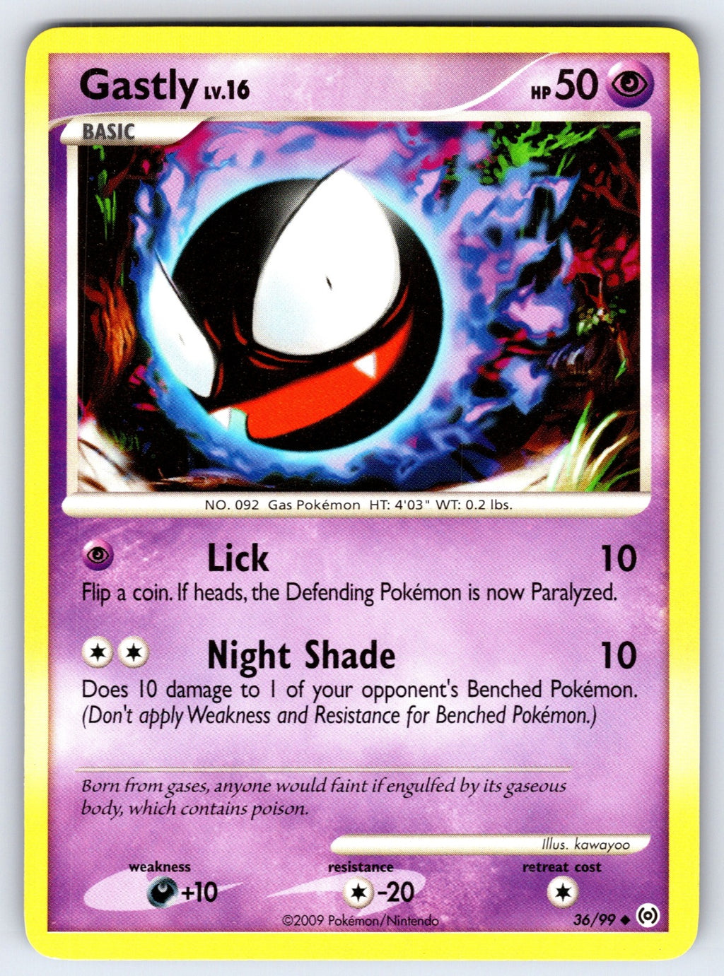 Gastly (36) Uncommon Arceus 36/99 LP 2009