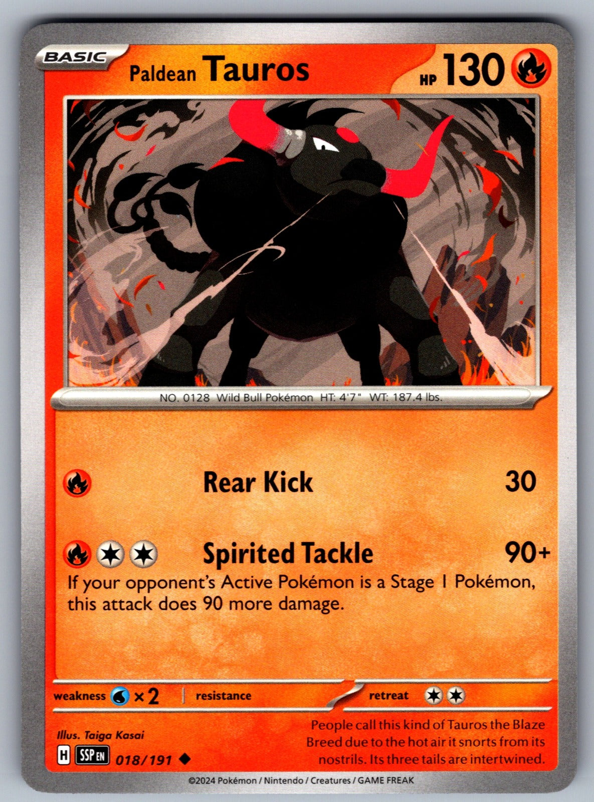 Paldean Tauros Uncommon SV08: Surging Sparks 018/191 NM 2024