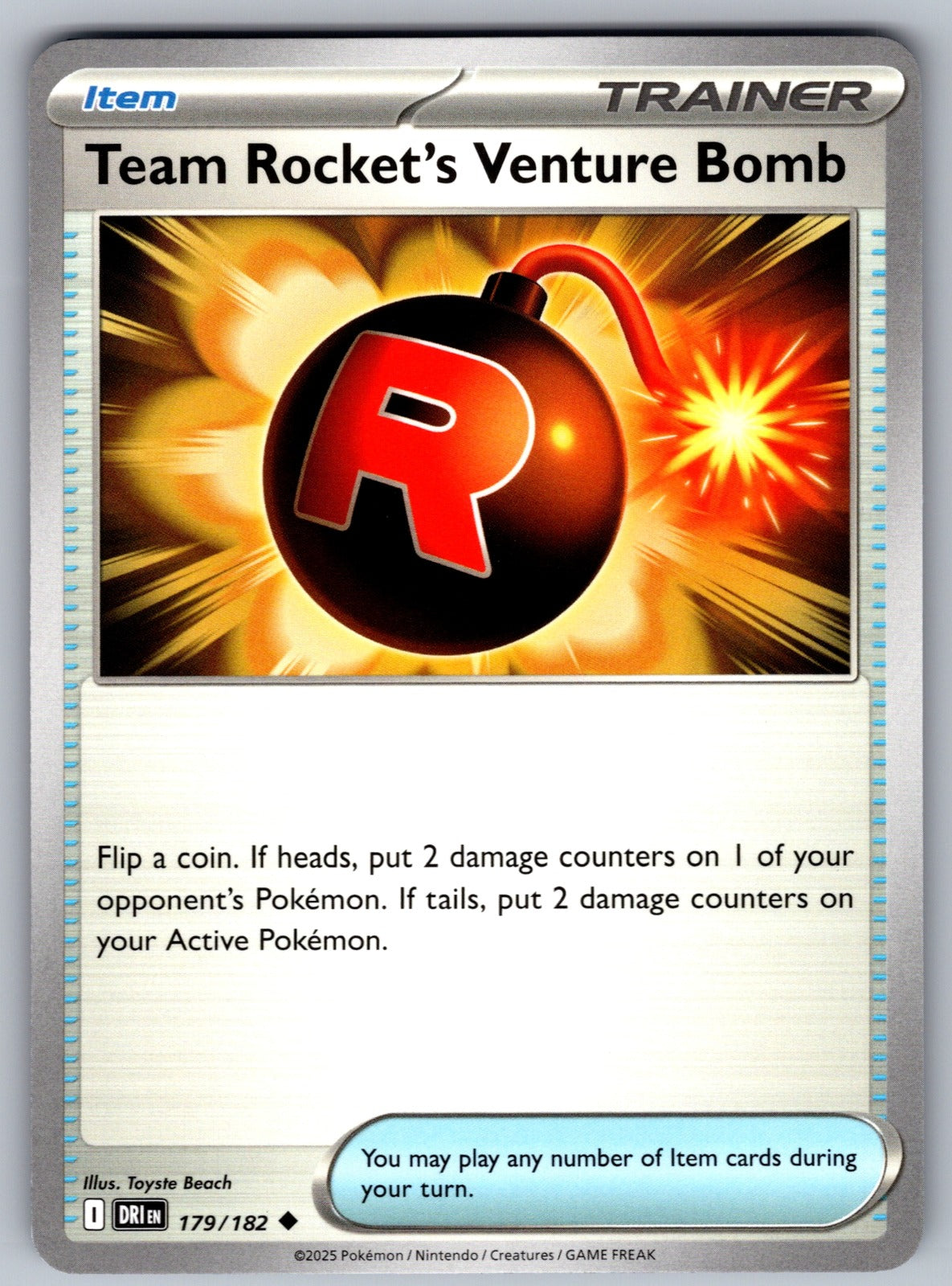 Team Rocket's Venture Bomb Uncommon SV10: Destined Rivals 179/182 NM 2025