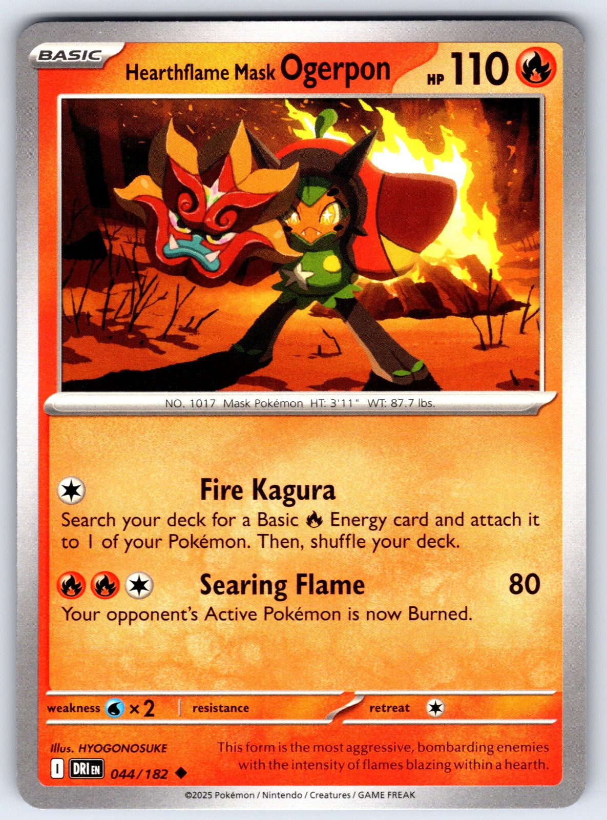 Hearthflame Mask Ogerpon Uncommon SV10: Destined Rivals 044/182 NM 2025