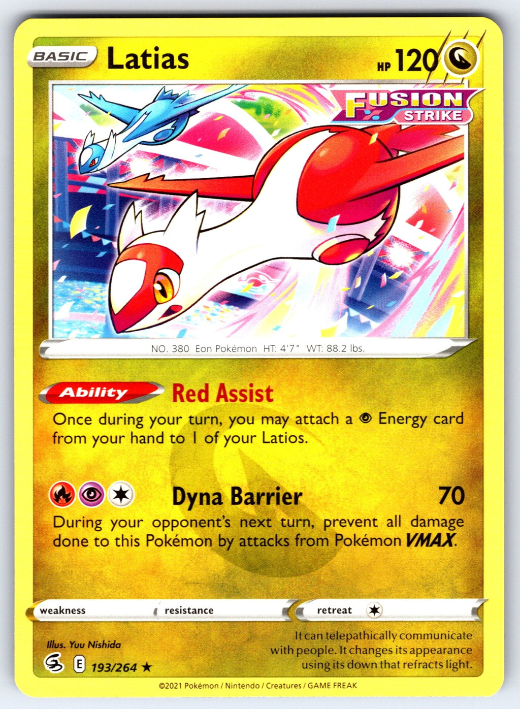 Latias Rare SWSH08: Fusion Strike 193/264 NM 2021