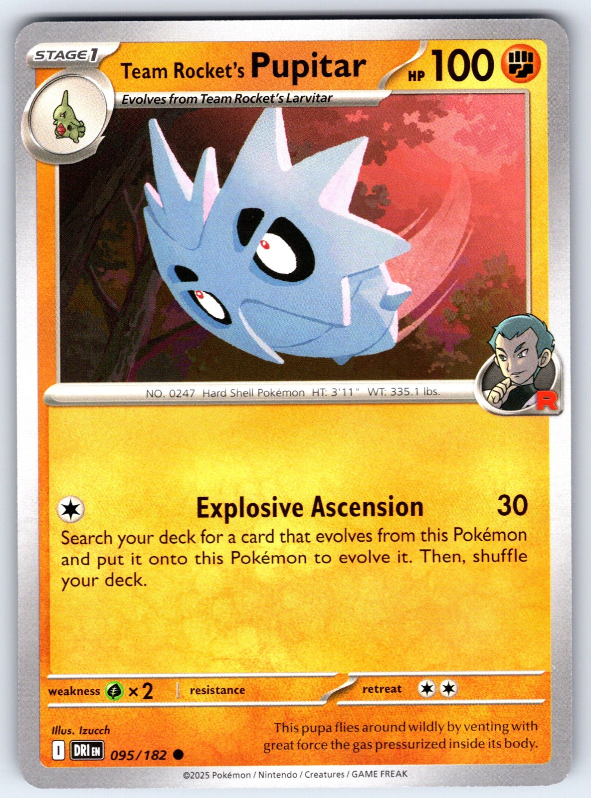 Team Rocket's Pupitar Common SV10: Destined Rivals 095/182 NM 2025