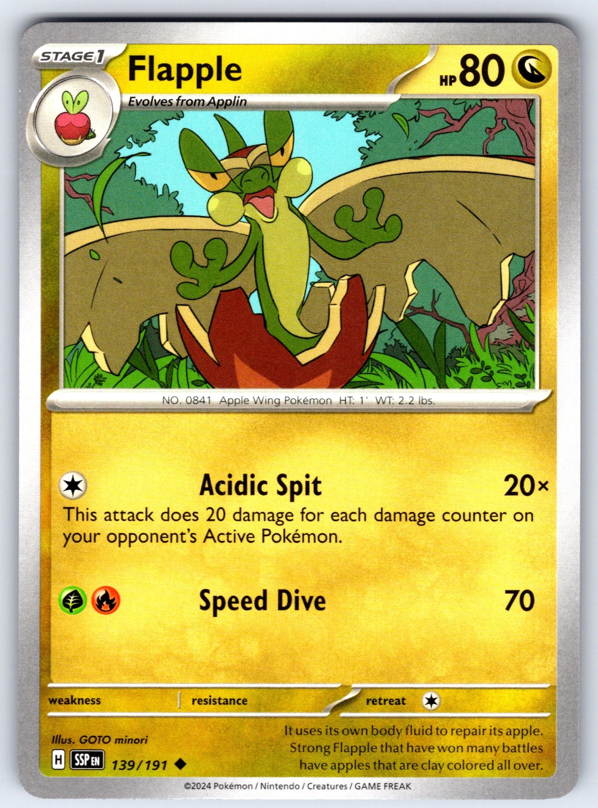 Flapple Uncommon SV08: Surging Sparks 139/191 NM 2024