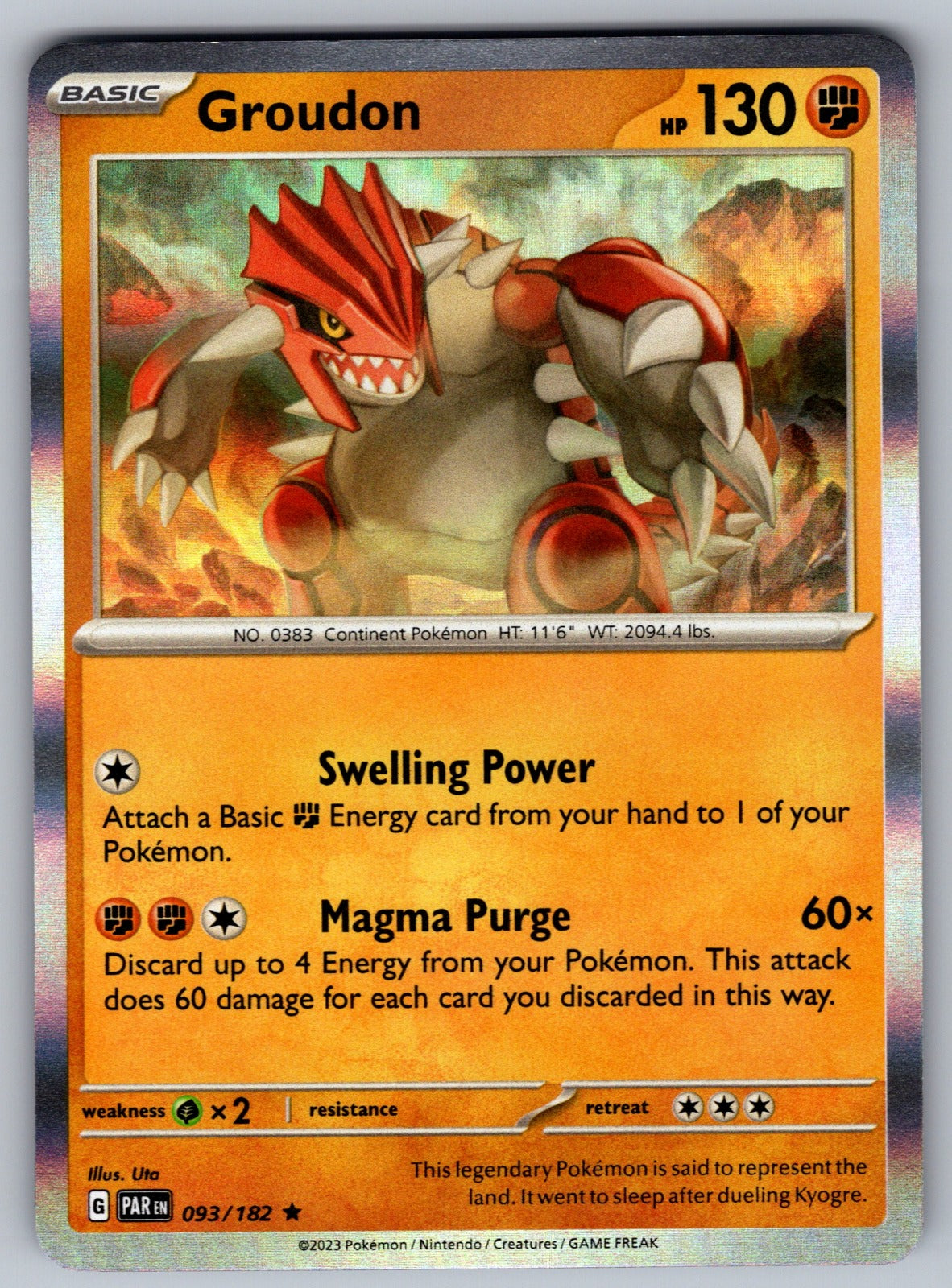 Groudon - Holo Rare SV04: Paradox Rift 093/182 NM 2023
