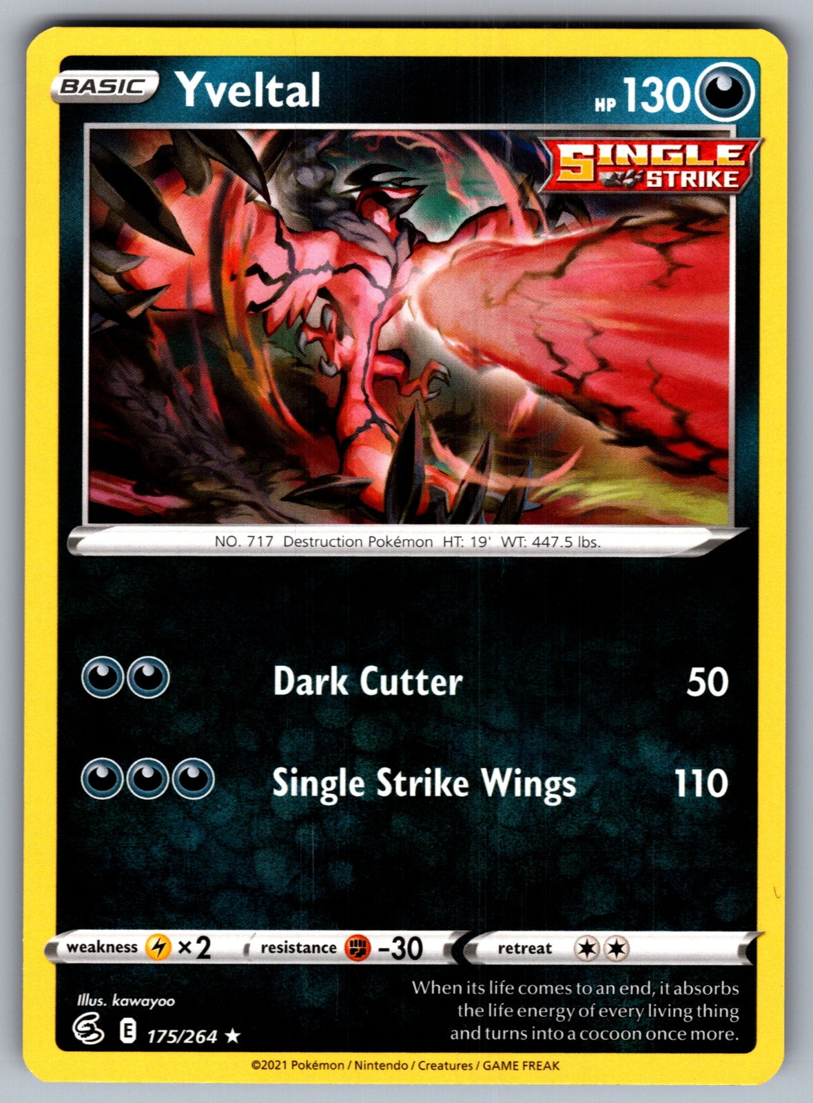 Yveltal Rare SWSH08: Fusion Strike 175/264 NM 2021
