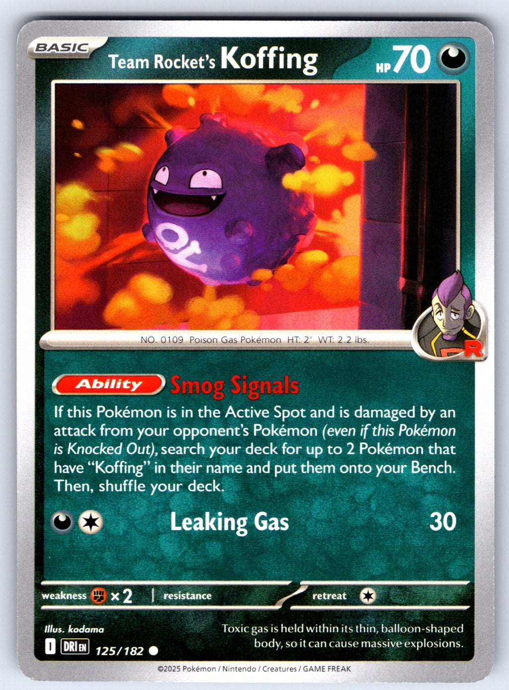 Team Rocket's Koffing Common SV10: Destined Rivals 125/182 NM 2025