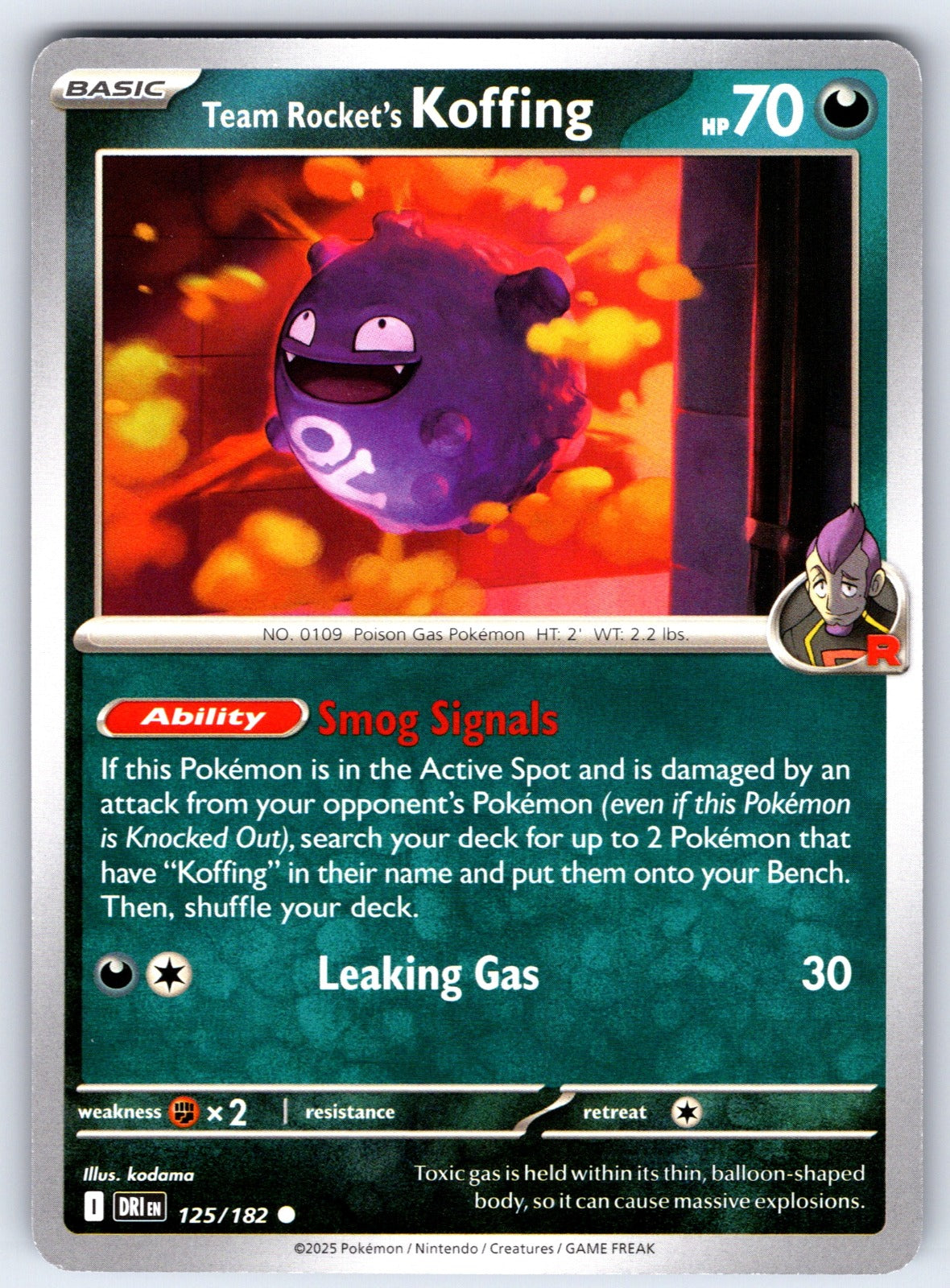 Team Rocket's Koffing Common SV10: Destined Rivals 125/182 NM 2025