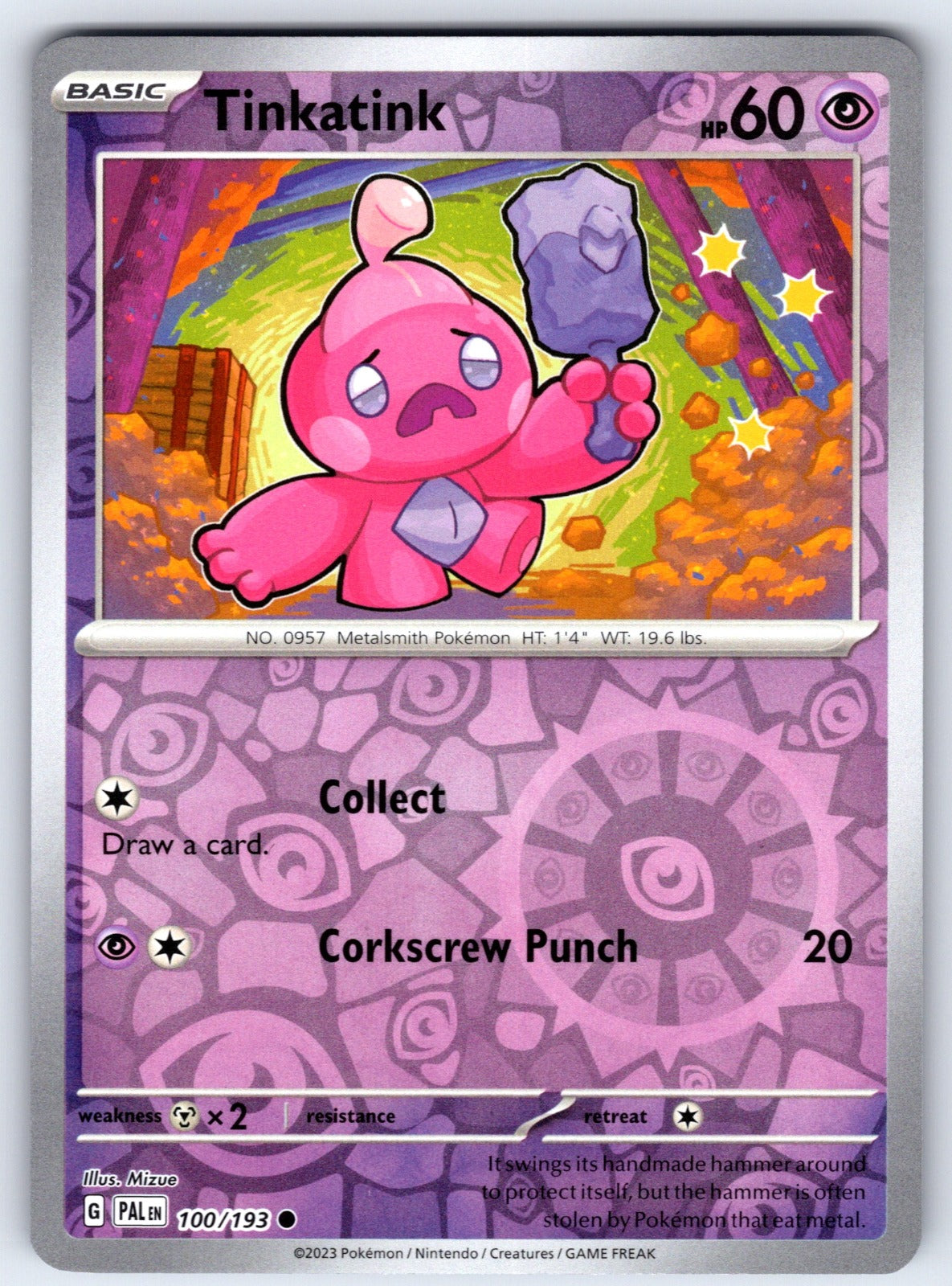 Tinkatink Reverse Holo Common SV02: Paldea Evolved 100/193 NM 2023