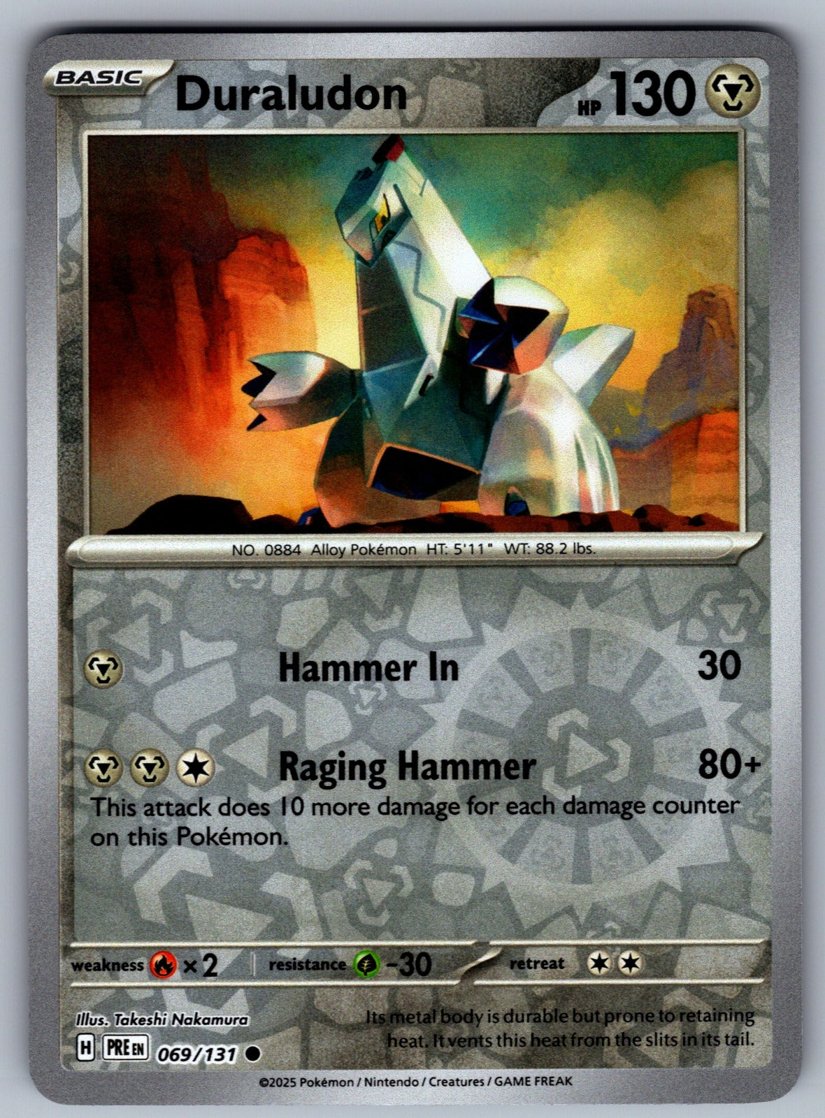 Duraludon Reverse Holo Common SV: Prismatic Evolutions 069/131 NM 2025