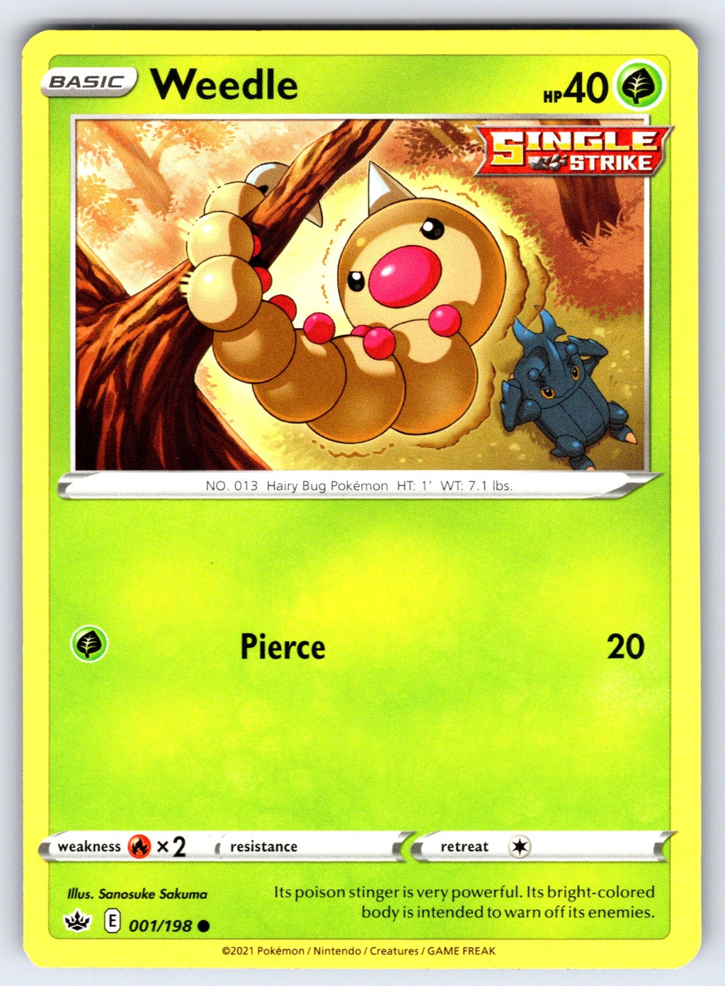 Weedle Common SWSH06: Chilling Reign 001/198 LP 2021