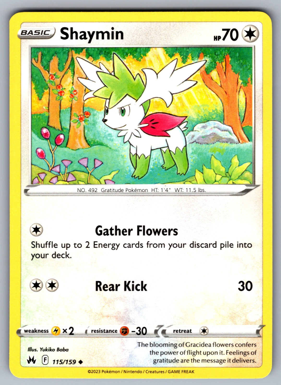 Shaymin Uncommon SWSH: Crown Zenith 115/159 NM 2023