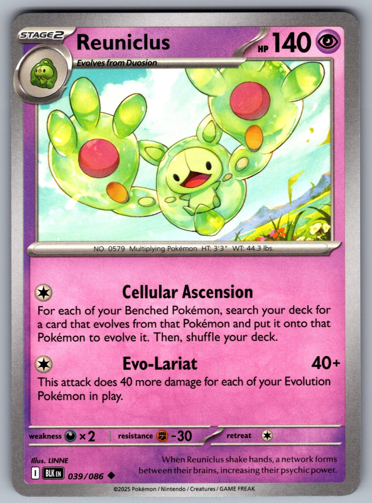 Reuniclus Uncommon SV: Black Bolt 039/086 NM 2025