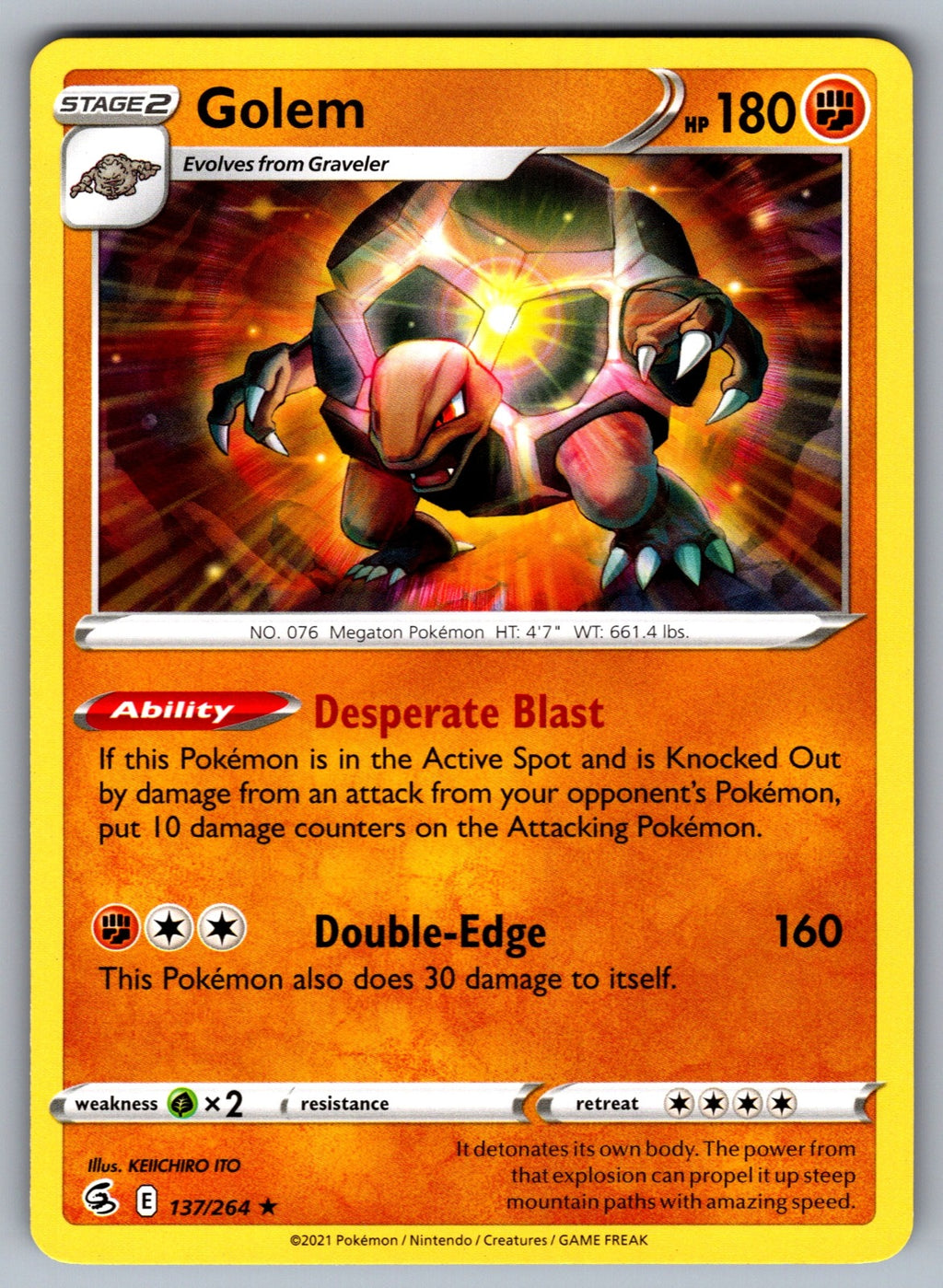Golem Rare SWSH08: Fusion Strike 137/264 NM 2021