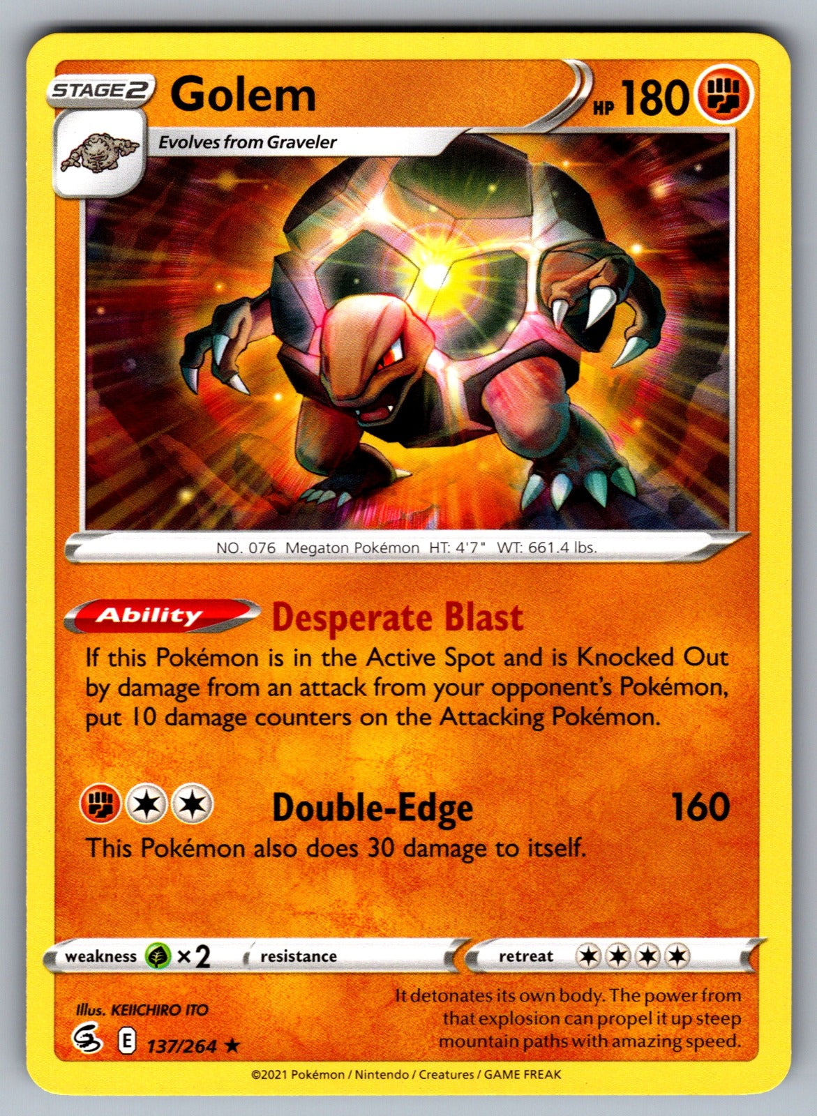 Golem Rare SWSH08: Fusion Strike 137/264 NM 2021