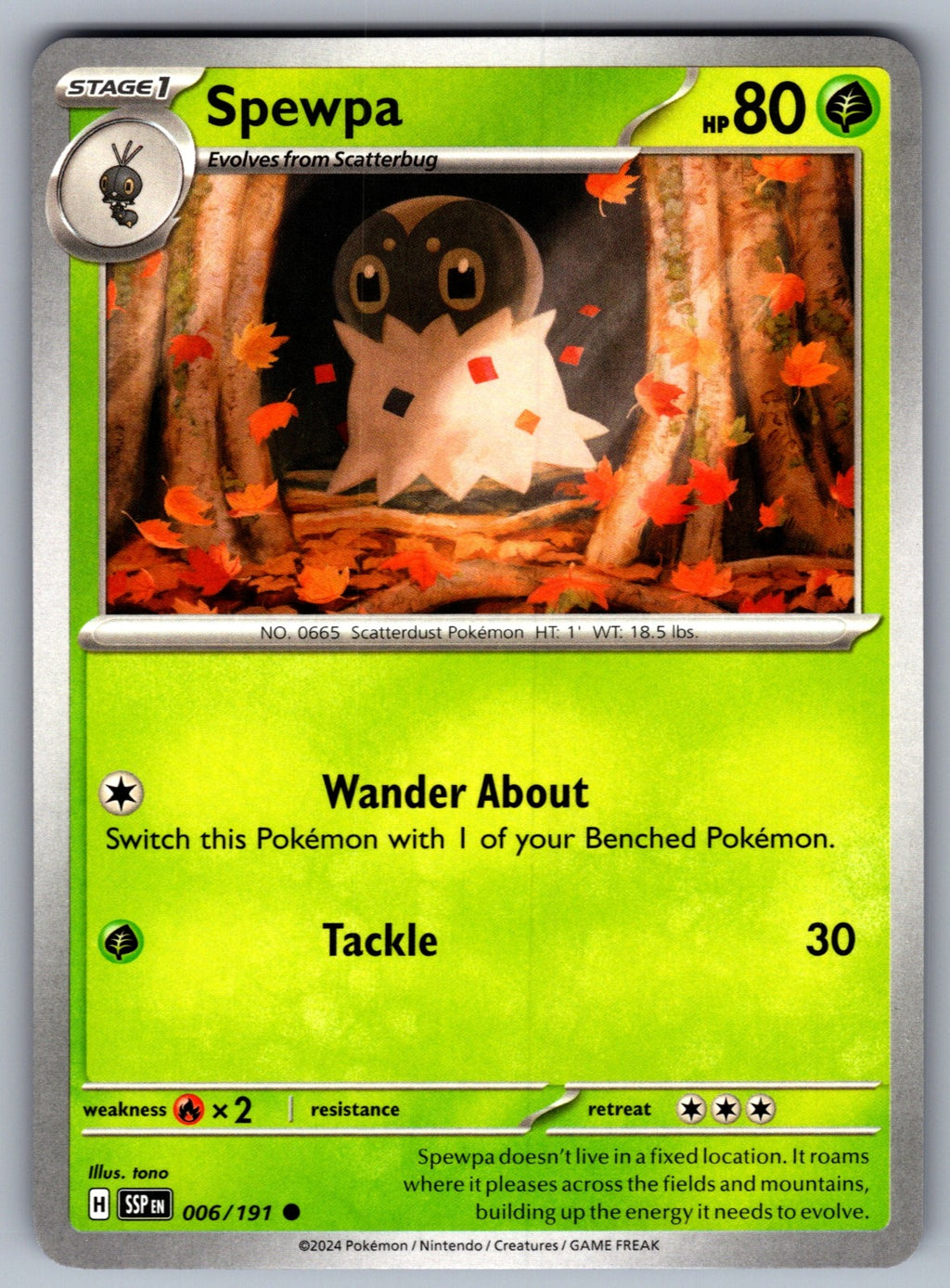 Spewpa Common SV08: Surging Sparks 006/191 NM 2024