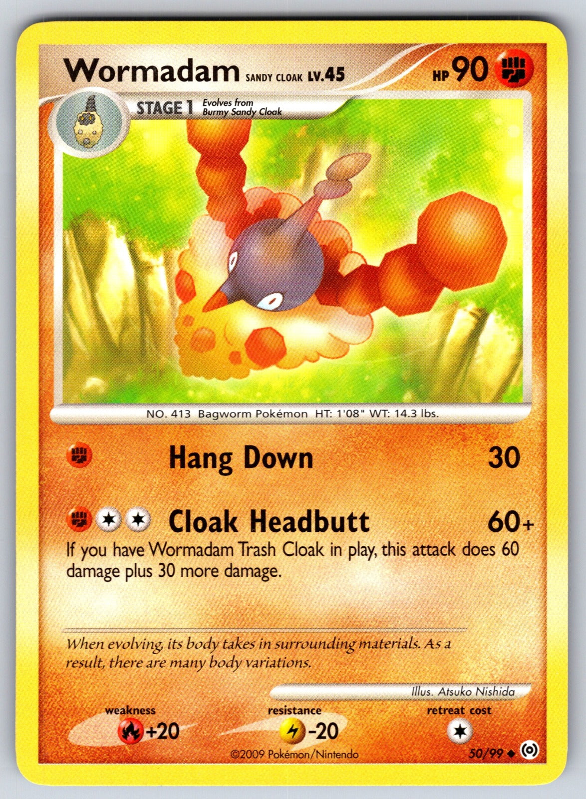 Wormadam Sandy Cloak Uncommon Arceus 50/99 LP 2009