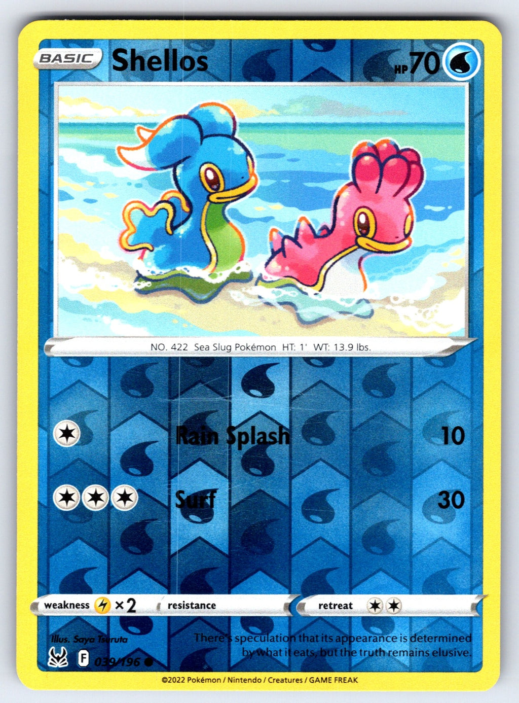 Shellos Reverse Holo Common SWSH11: Lost Origin 039/196 NM 2022