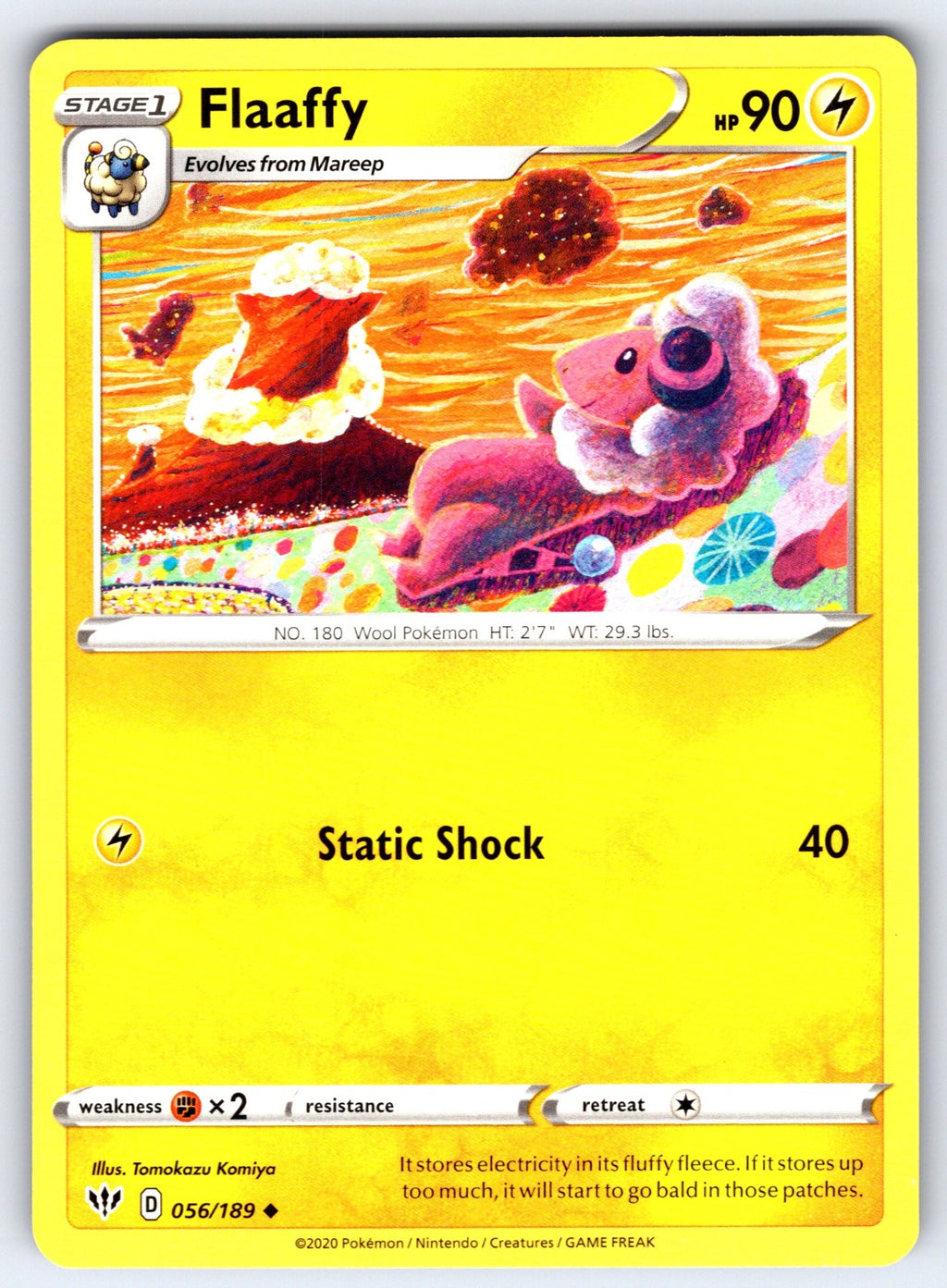 Flaaffy Uncommon SWSH03: Darkness Ablaze 056/189 NM 2020