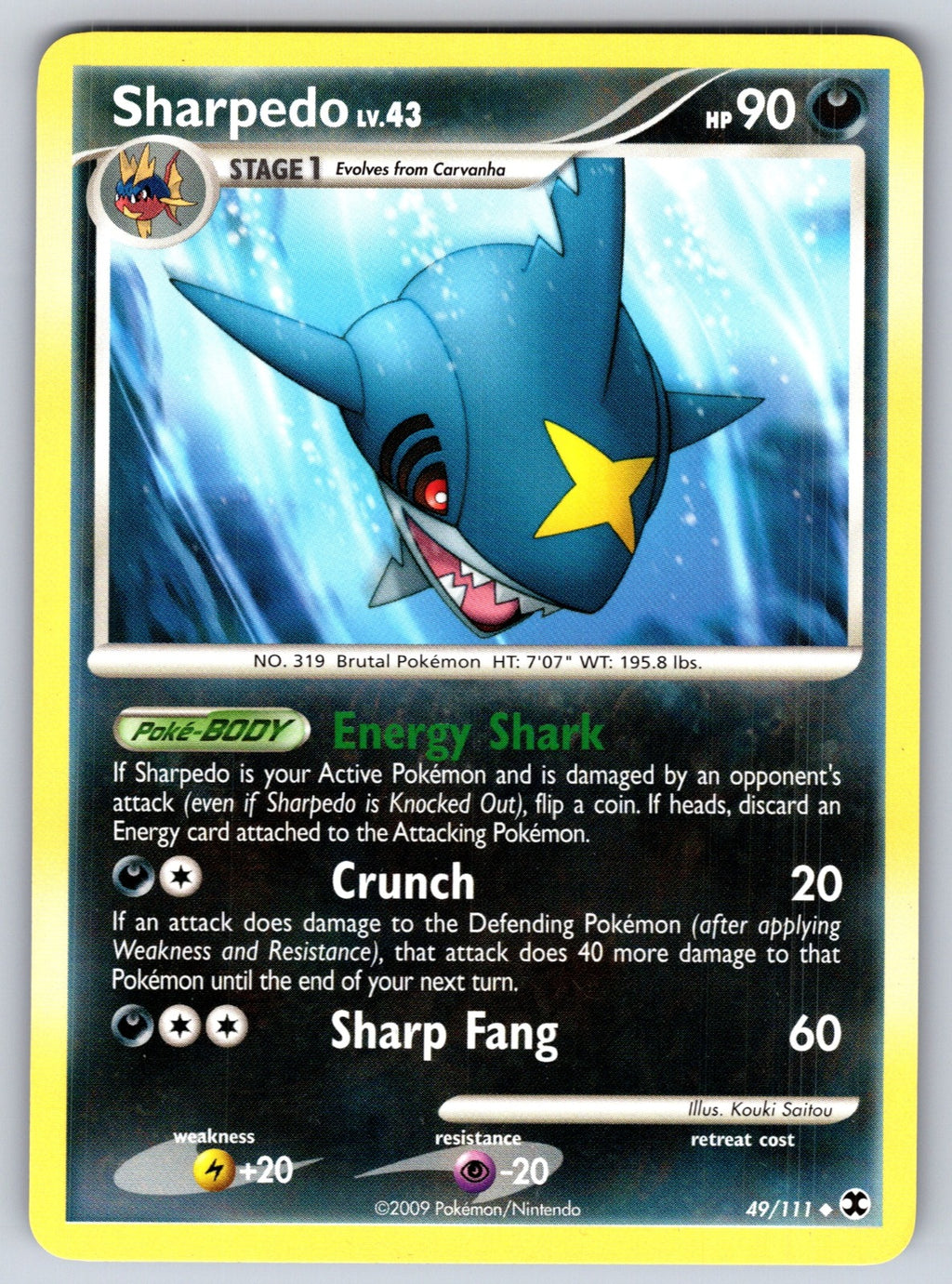 Sharpedo Uncommon Rising Rivals 49/111 LP 2009