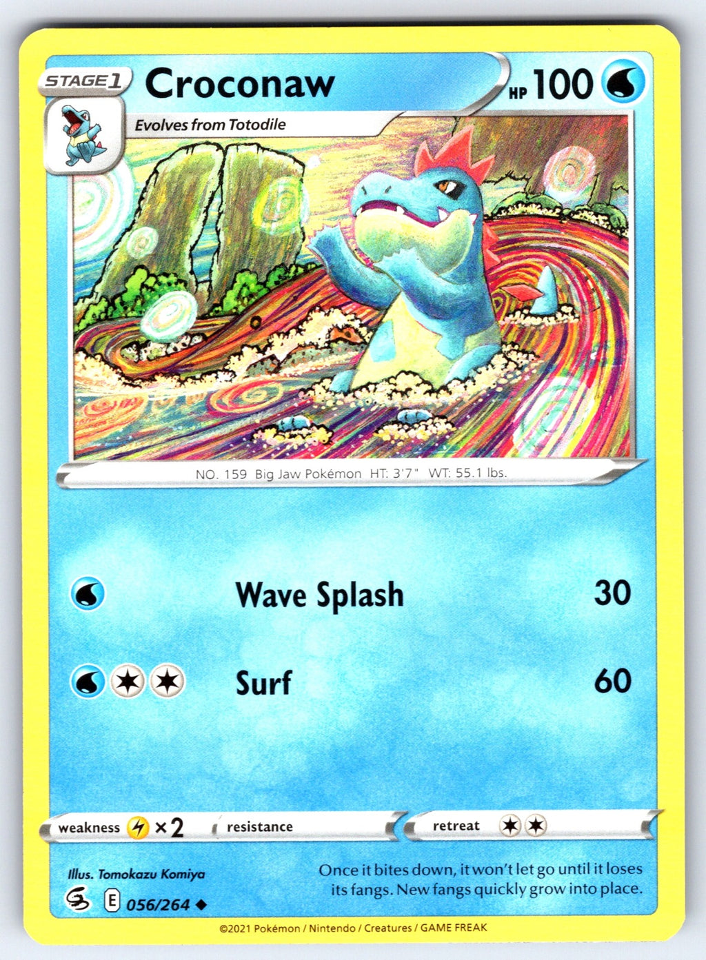 Croconaw Uncommon SWSH08: Fusion Strike 056/264 NM 2021