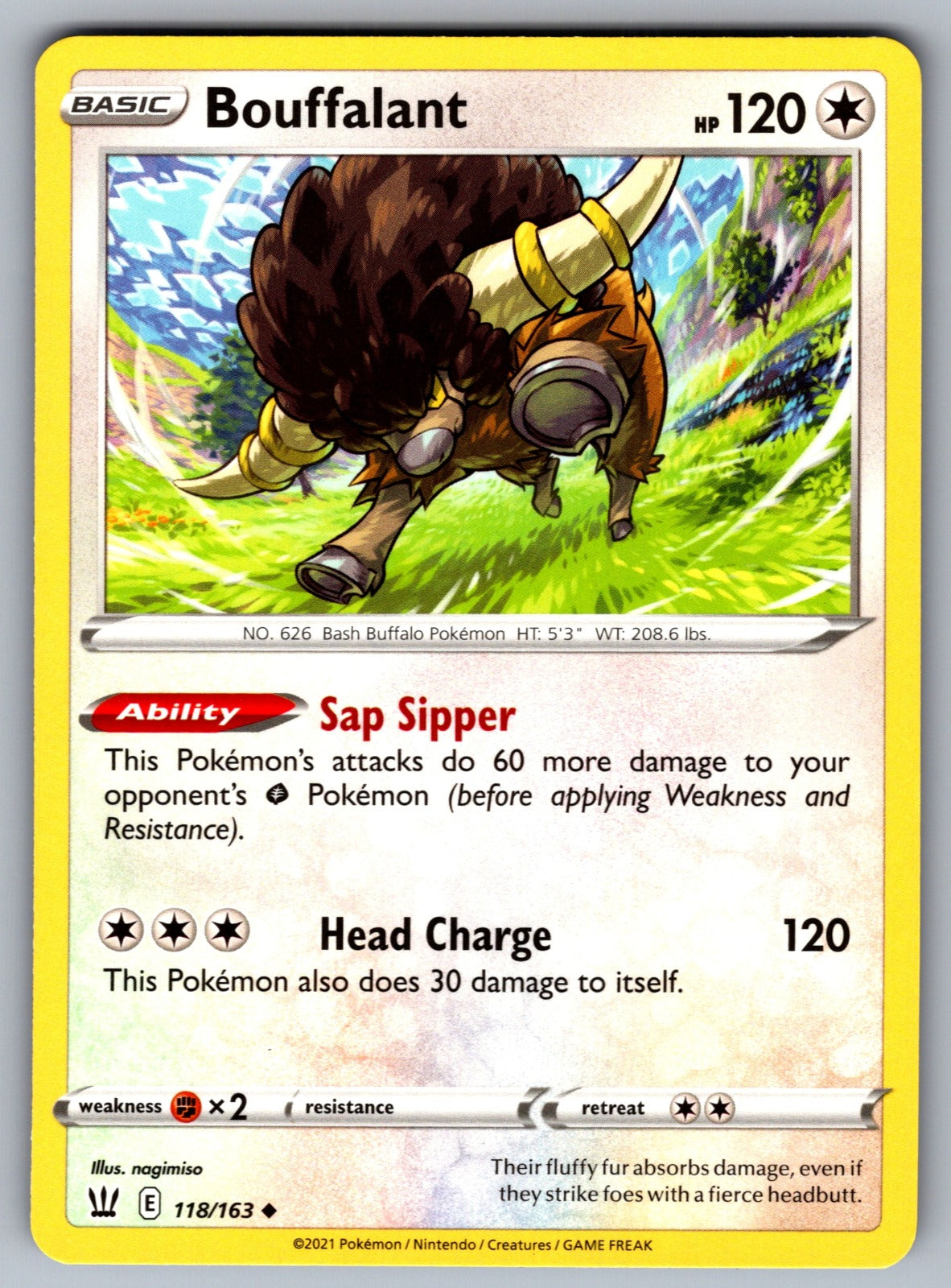 Bouffalant Uncommon SWSH05: Battle Styles 118/163 NM 2021