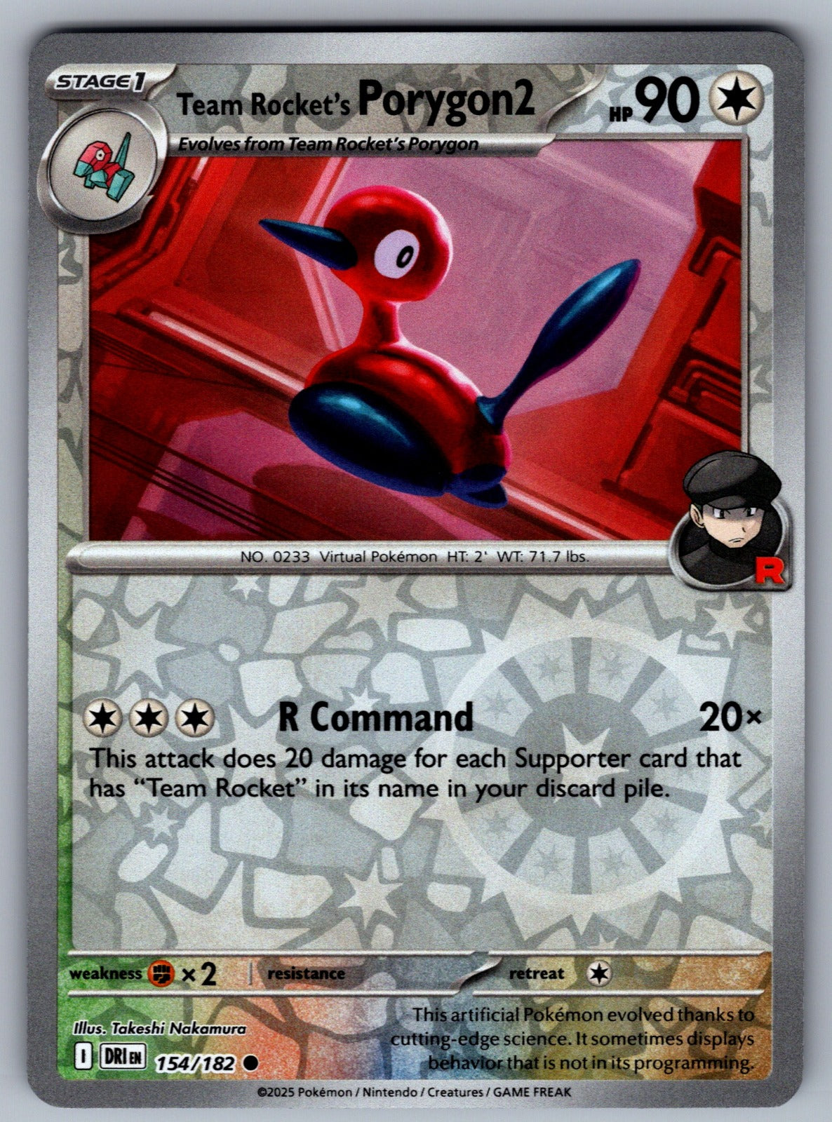 Team Rocket's Porygon2 Reverse Holo Common SV10: Destined Rivals 154/182 NM 2025