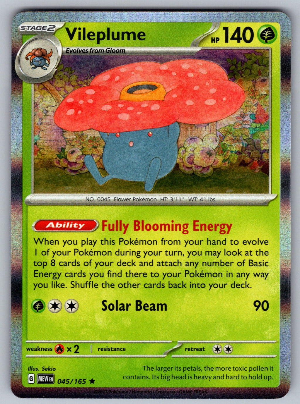 Vileplume Rare Deck Exclusives 045/165 NM 2016