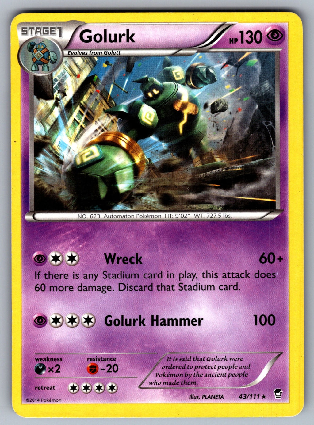 Golurk Rare XY - Furious Fists 43/111 LP 2014