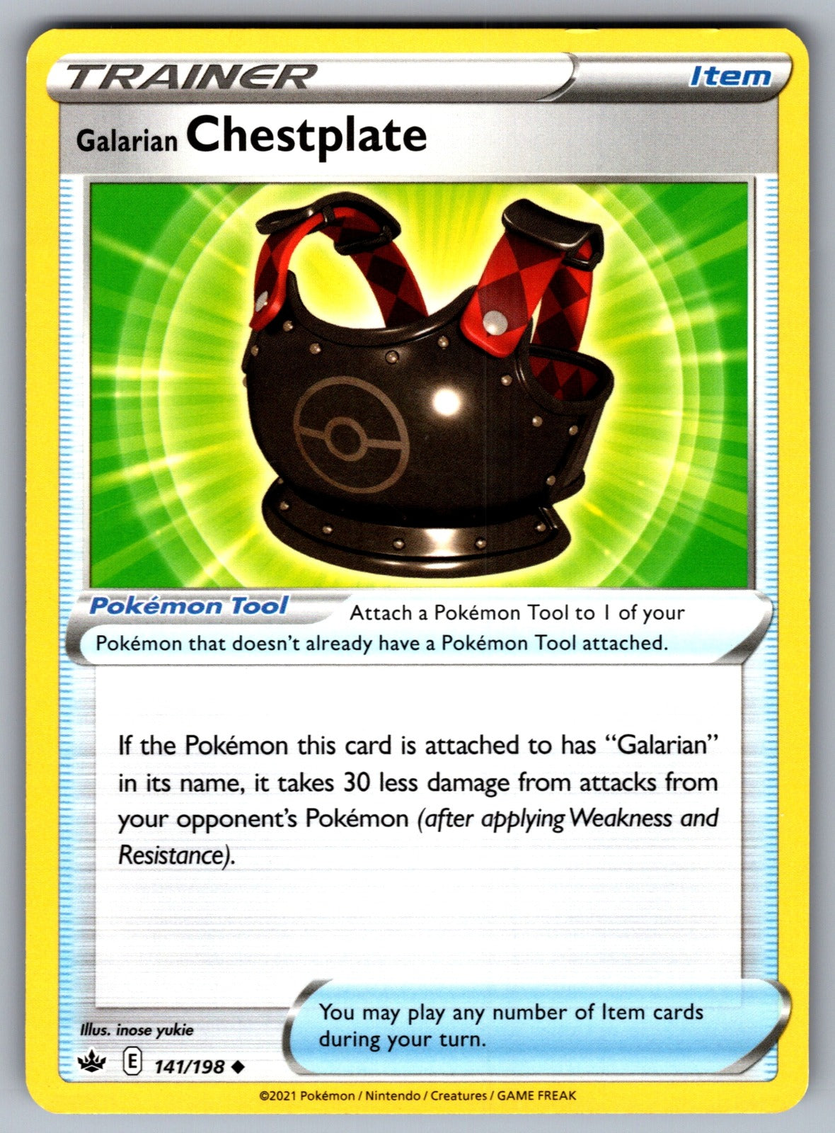 Galarian Chestplate Uncommon SWSH06: Chilling Reign 141/198 NM 2021