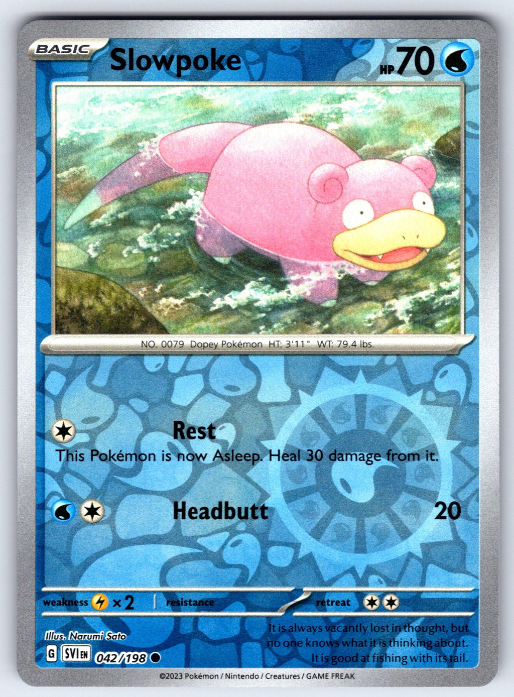 Slowpoke Reverse Holo Common SV01: Scarlet & Violet Base Set 042/198 NM 2023