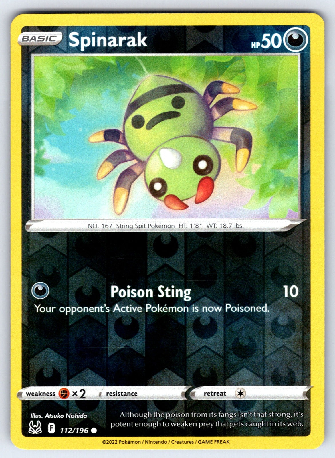 Spinarak Reverse Holo Common SWSH11: Lost Origin 112/196 NM 2022
