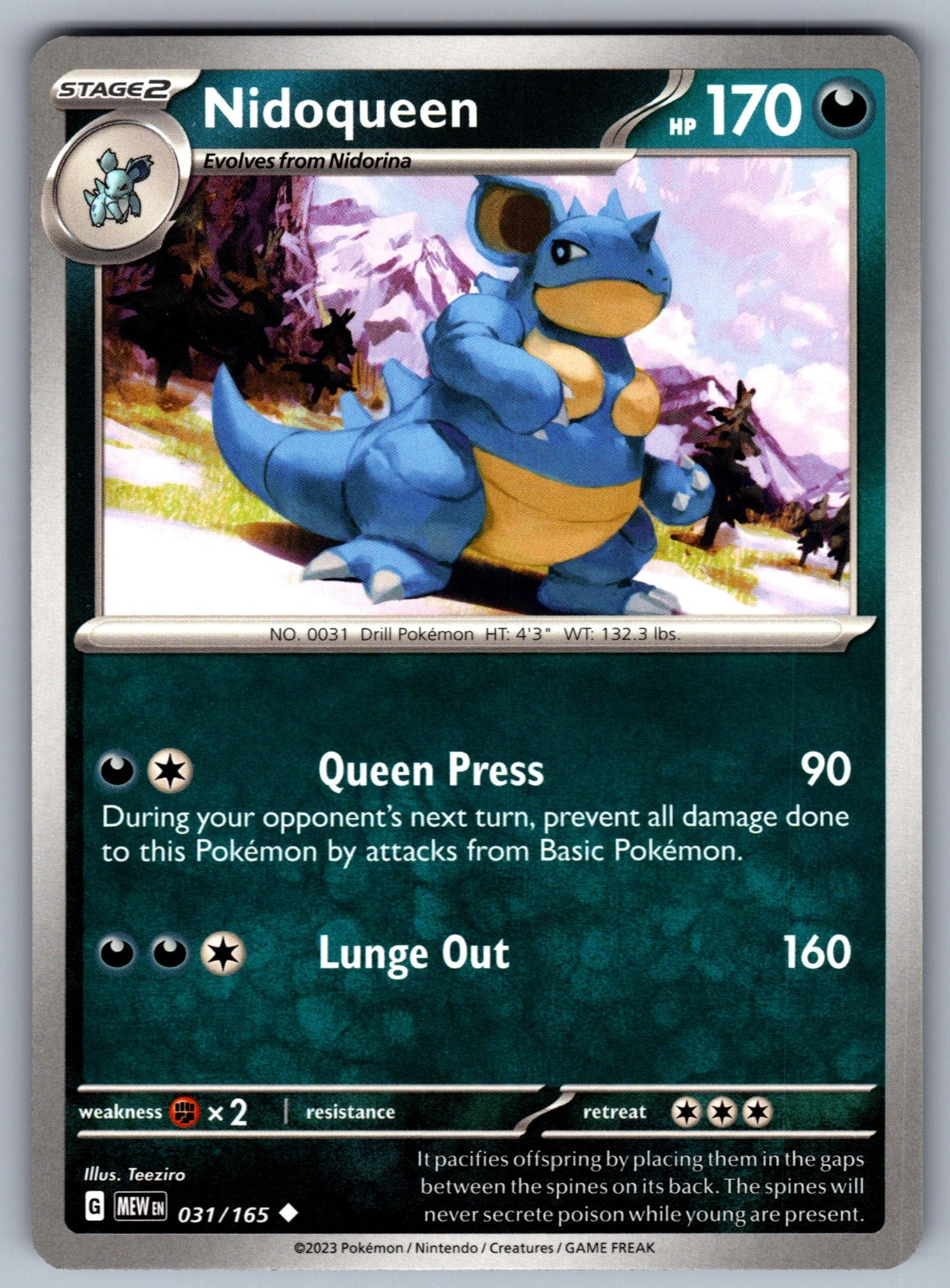 Nidoqueen Uncommon SV: Scarlet & Violet 151 031/165 NM 2023