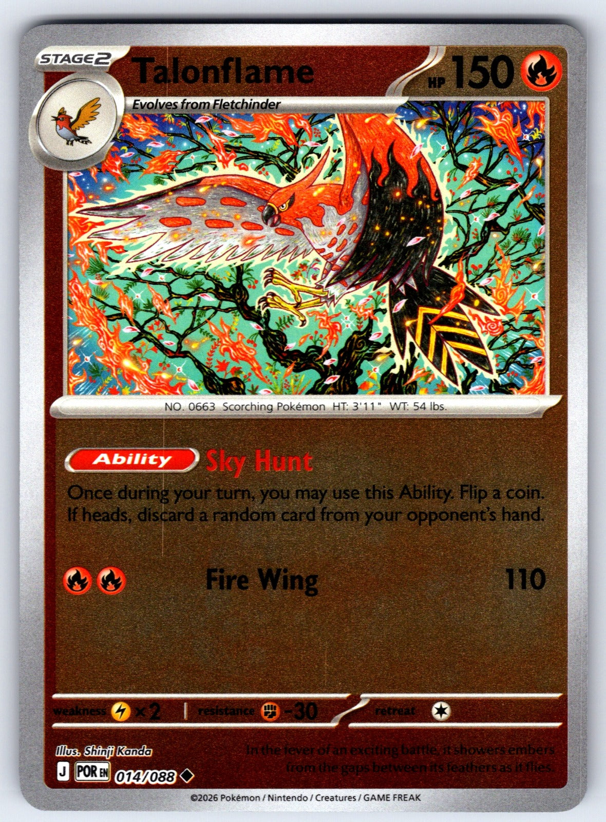 Talonflame Reverse Holo Uncommon ME03: Perfect Order 014/088 NM 2026
