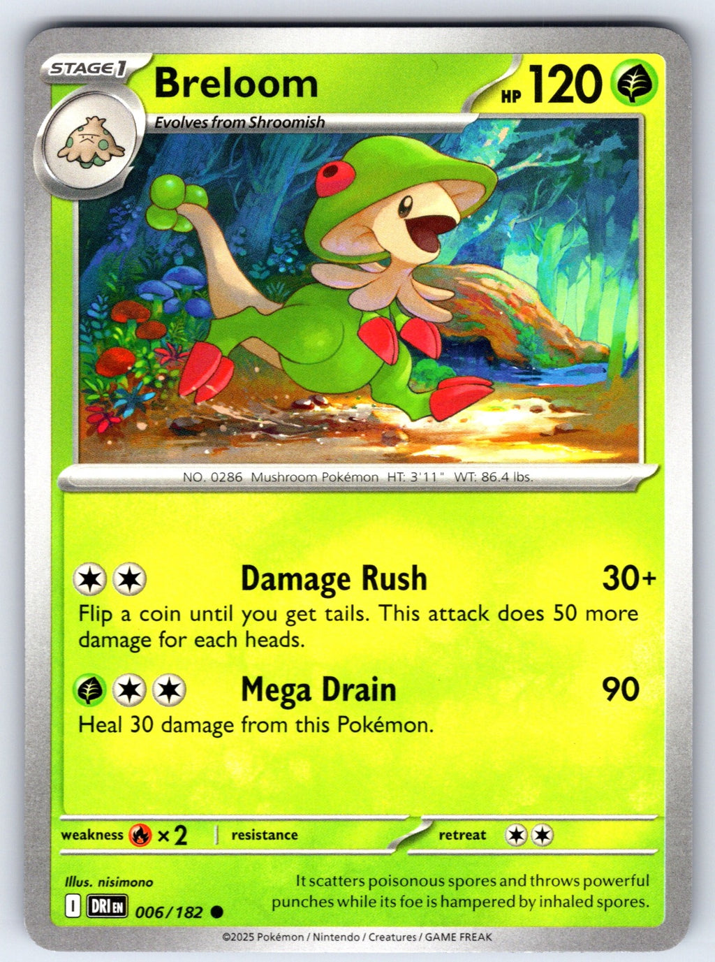Breloom Common SV10: Destined Rivals 006/182 NM 2025