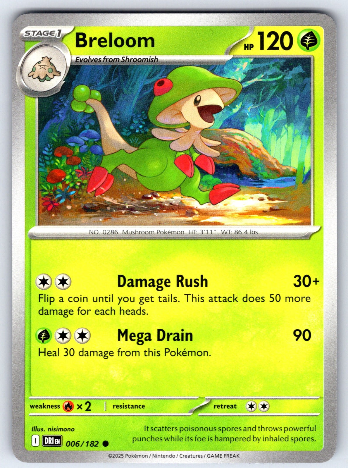 Breloom Common SV10: Destined Rivals 006/182 NM 2025