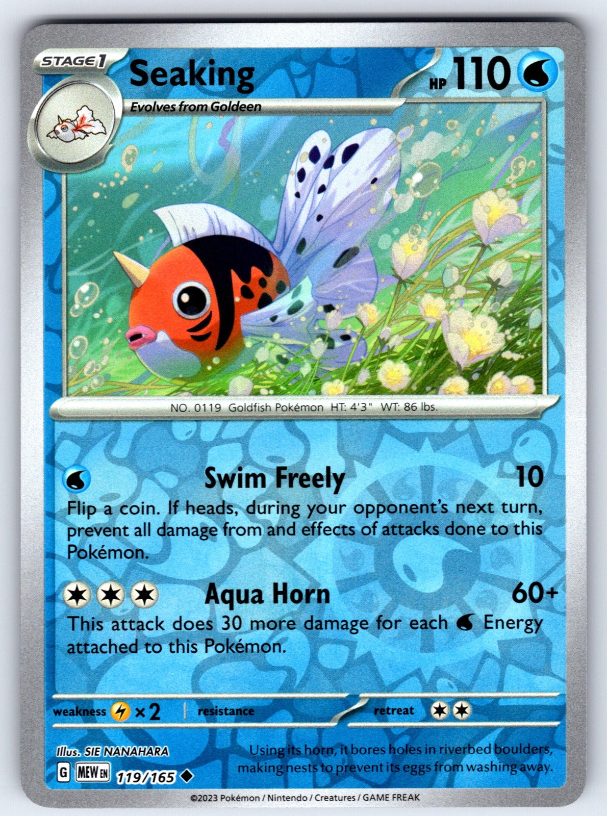 Seaking Reverse Holo Uncommon SV: Scarlet & Violet 151 119/165 NM 2023