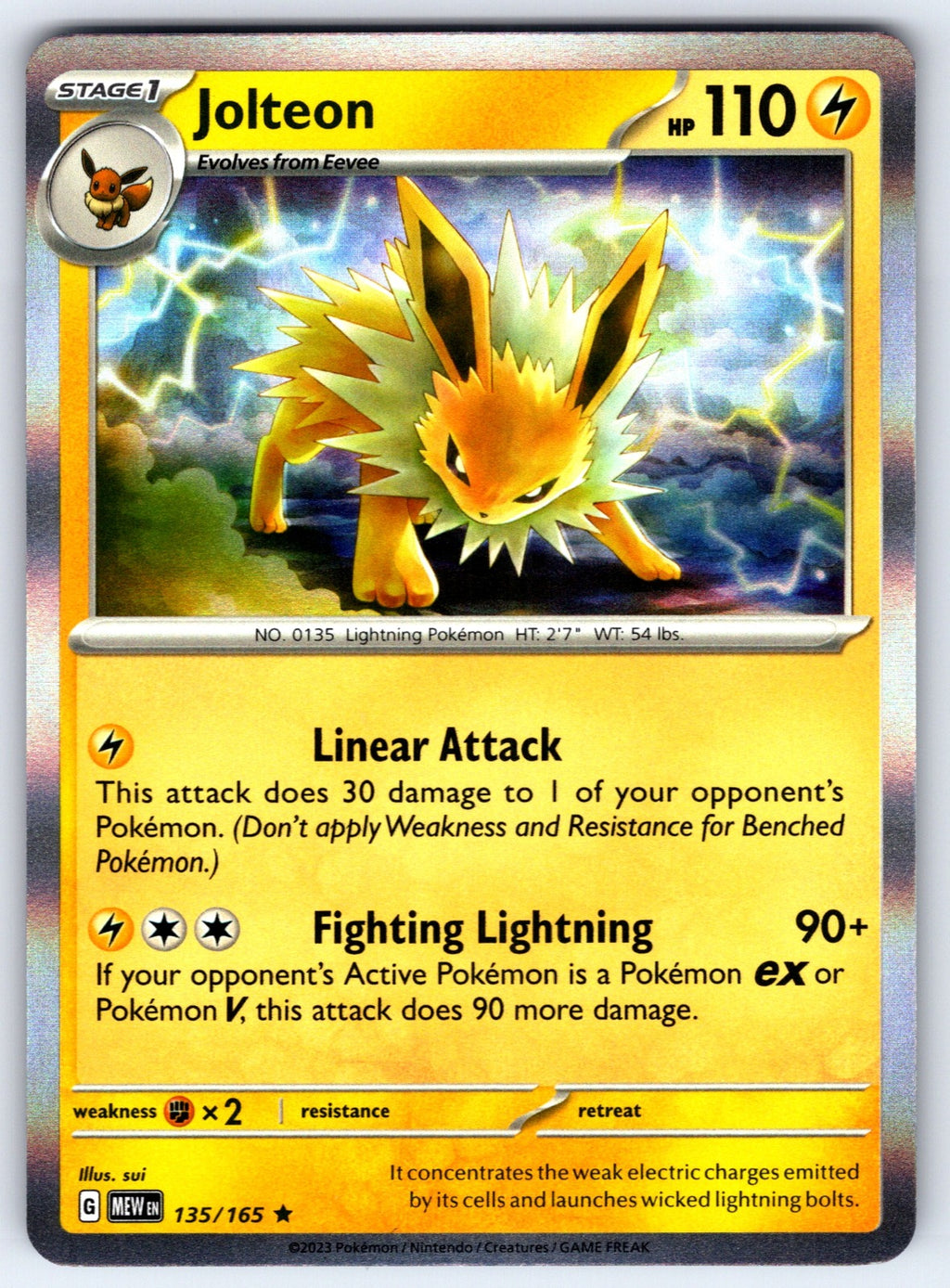 Jolteon Holo Rare SV: Scarlet & Violet 151 135/165 NM 2023