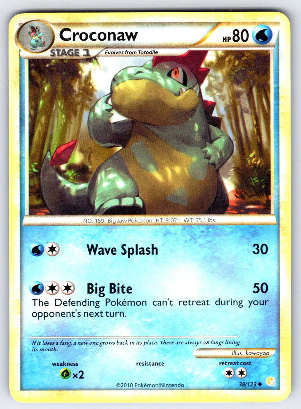 Croconaw Uncommon HeartGold SoulSilver 38/123 LP 2010