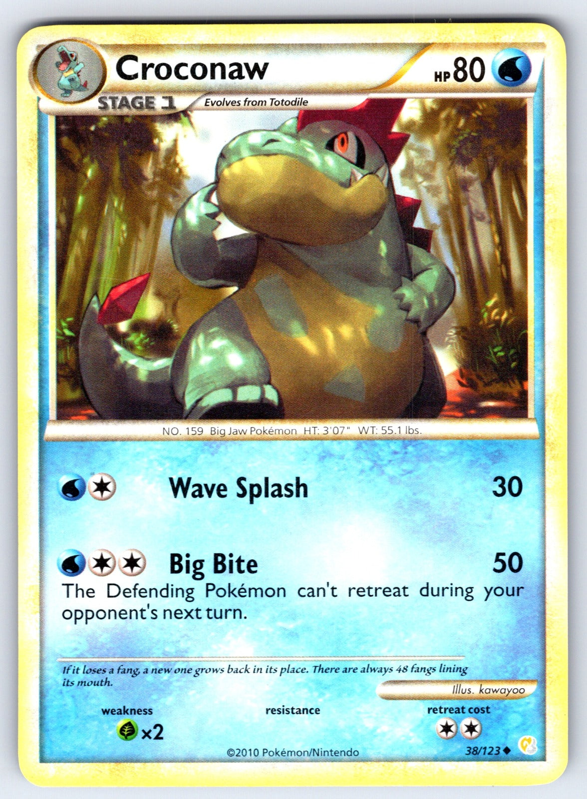 Croconaw Uncommon HeartGold SoulSilver 38/123 LP 2010