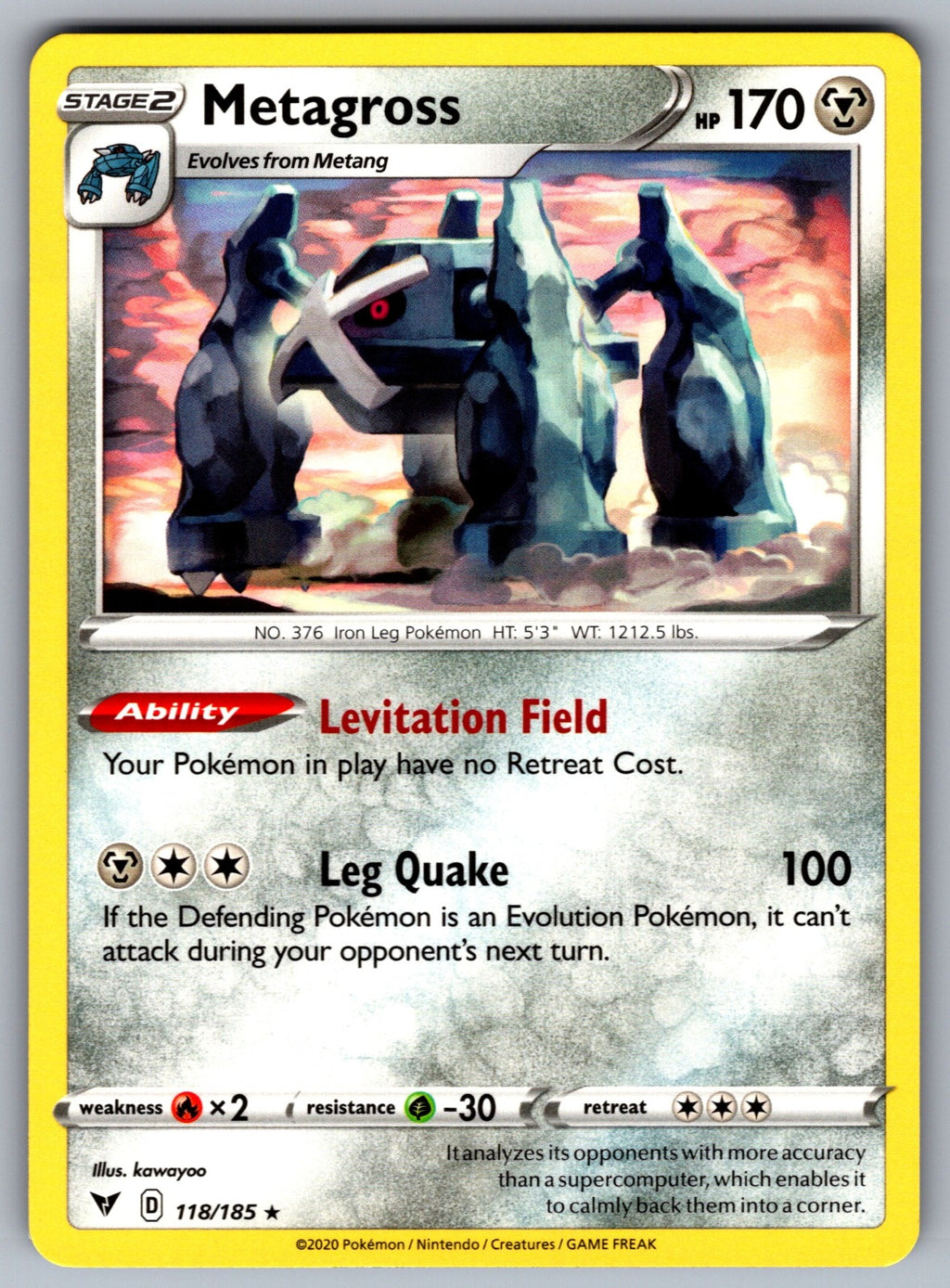 Metagross Rare SWSH04: Vivid Voltage 118/185 NM 2020
