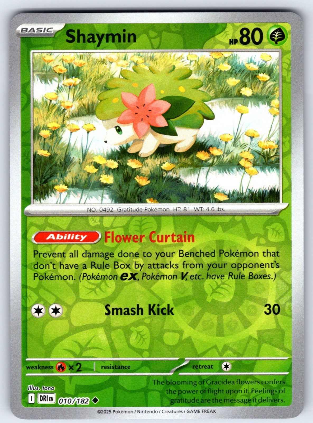 Shaymin Reverse Holo Uncommon SV10: Destined Rivals 010/182 NM 2025