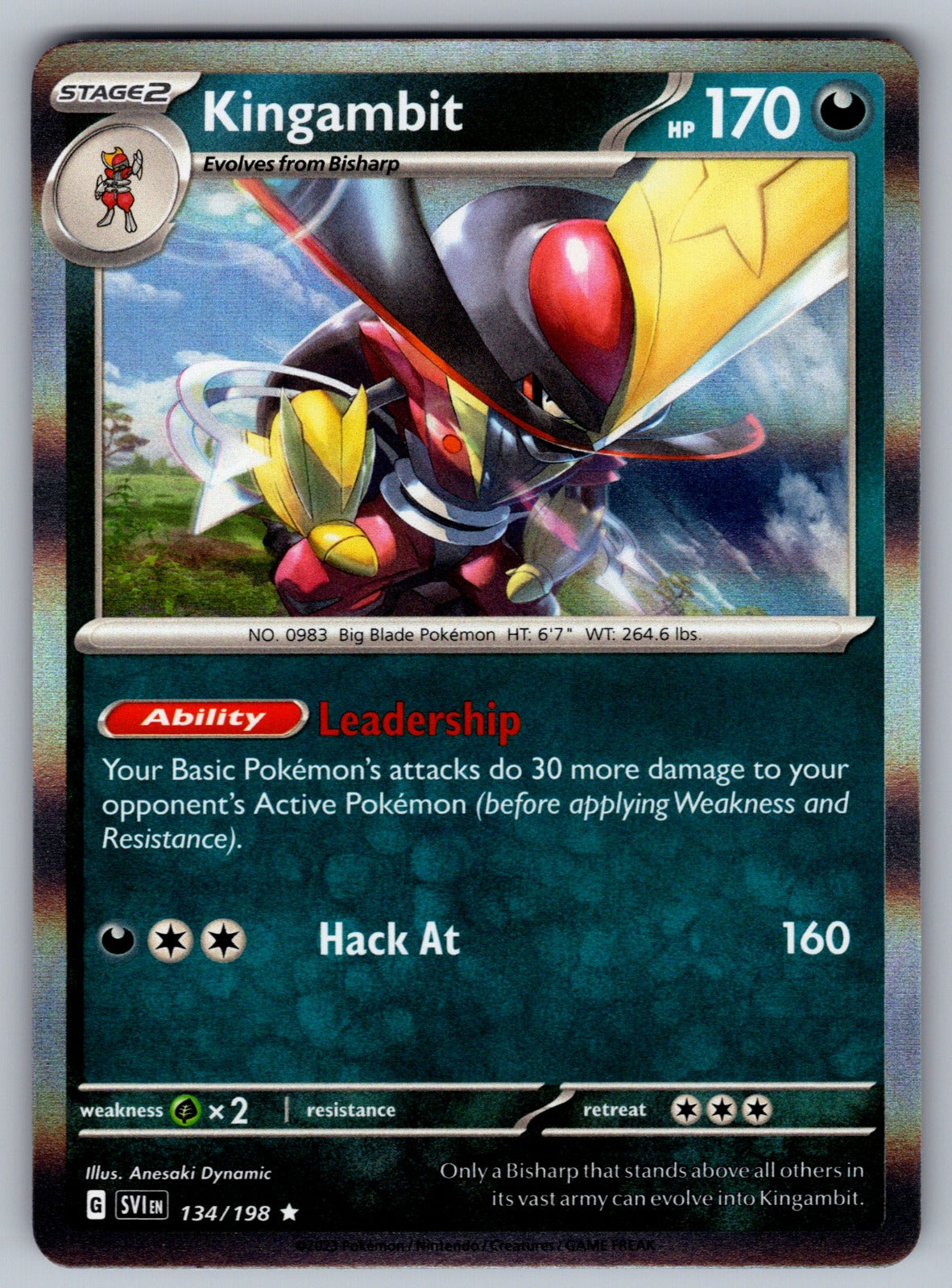 Kingambit Holo Rare SV01: Scarlet & Violet Base Set 134/198 NM 2023