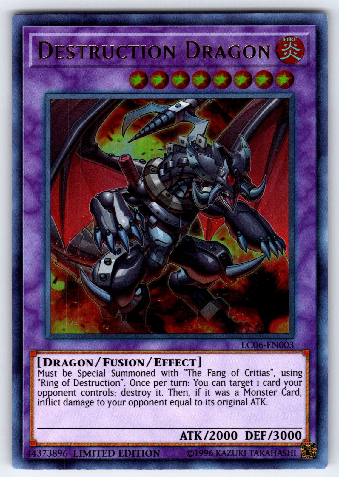 Destruction Dragon Unlimited Secret Rare Legendary Collection Kaiba LCKC-EN108 N