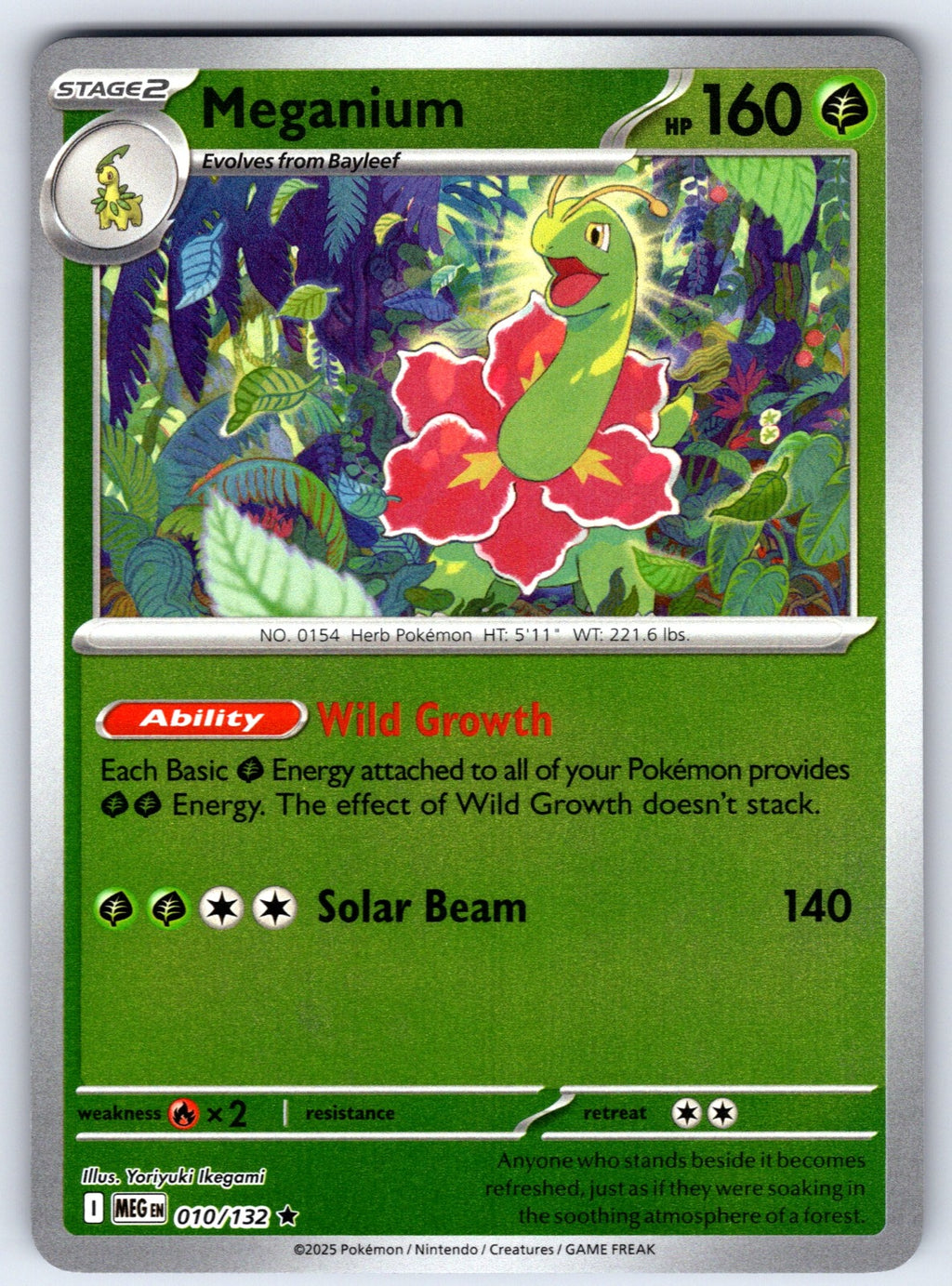 Meganium Reverse Holo Rare ME01: Mega Evolution 010/132 NM 2025