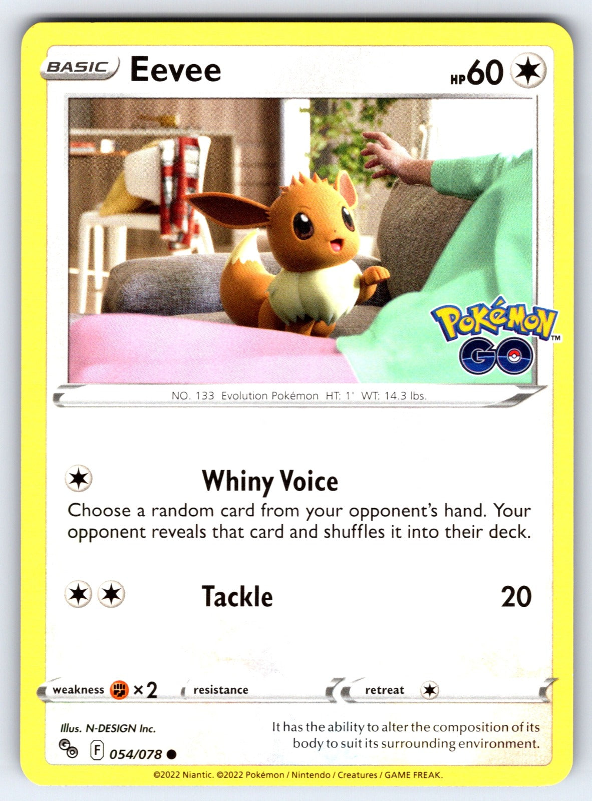 Eevee Common Pokemon GO 054/078 NM 2022