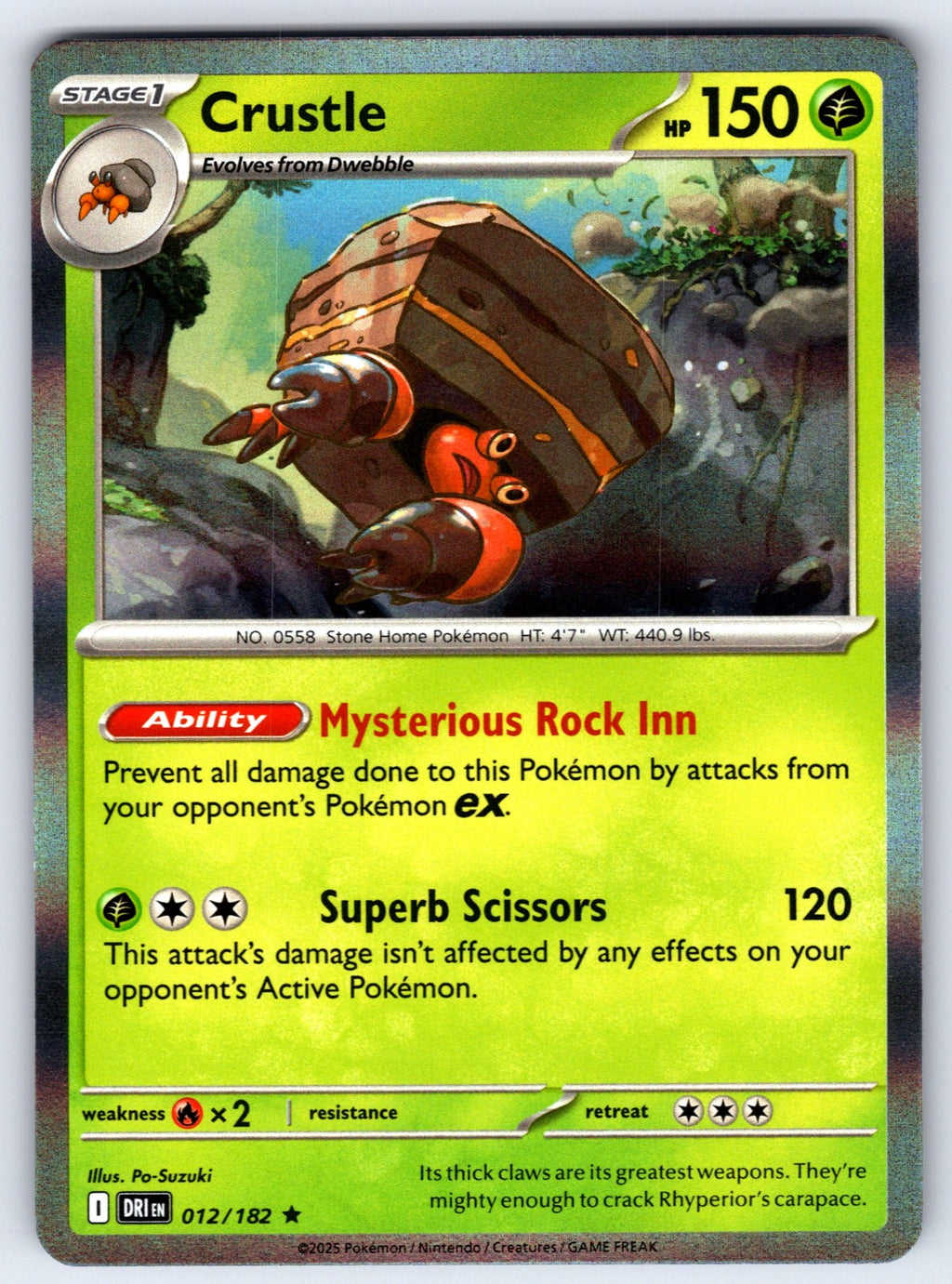 Crustle Holo Rare SV10: Destined Rivals 012/182 NM 2025