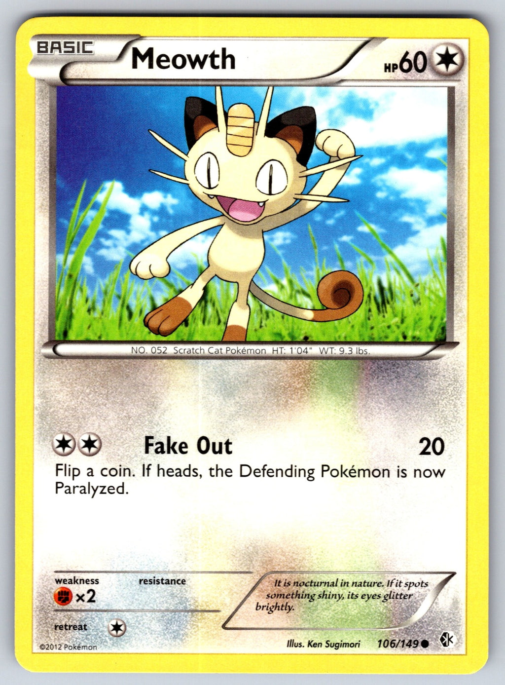 Meowth Common Boundaries Crossed 106/149 LP 2012