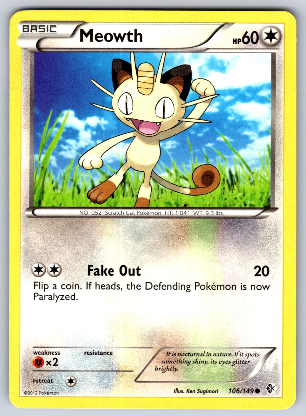 Meowth Common Boundaries Crossed 106/149 LP 2012
