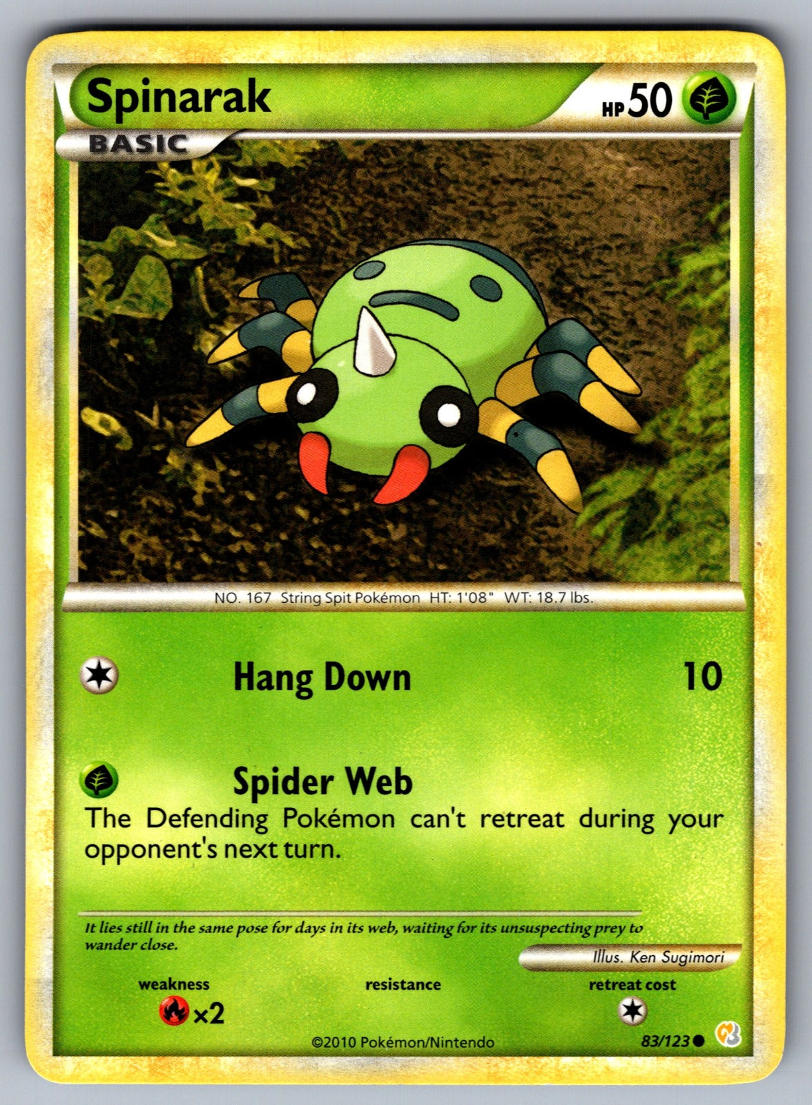 Spinarak Common HeartGold SoulSilver 83/123 LP 2010