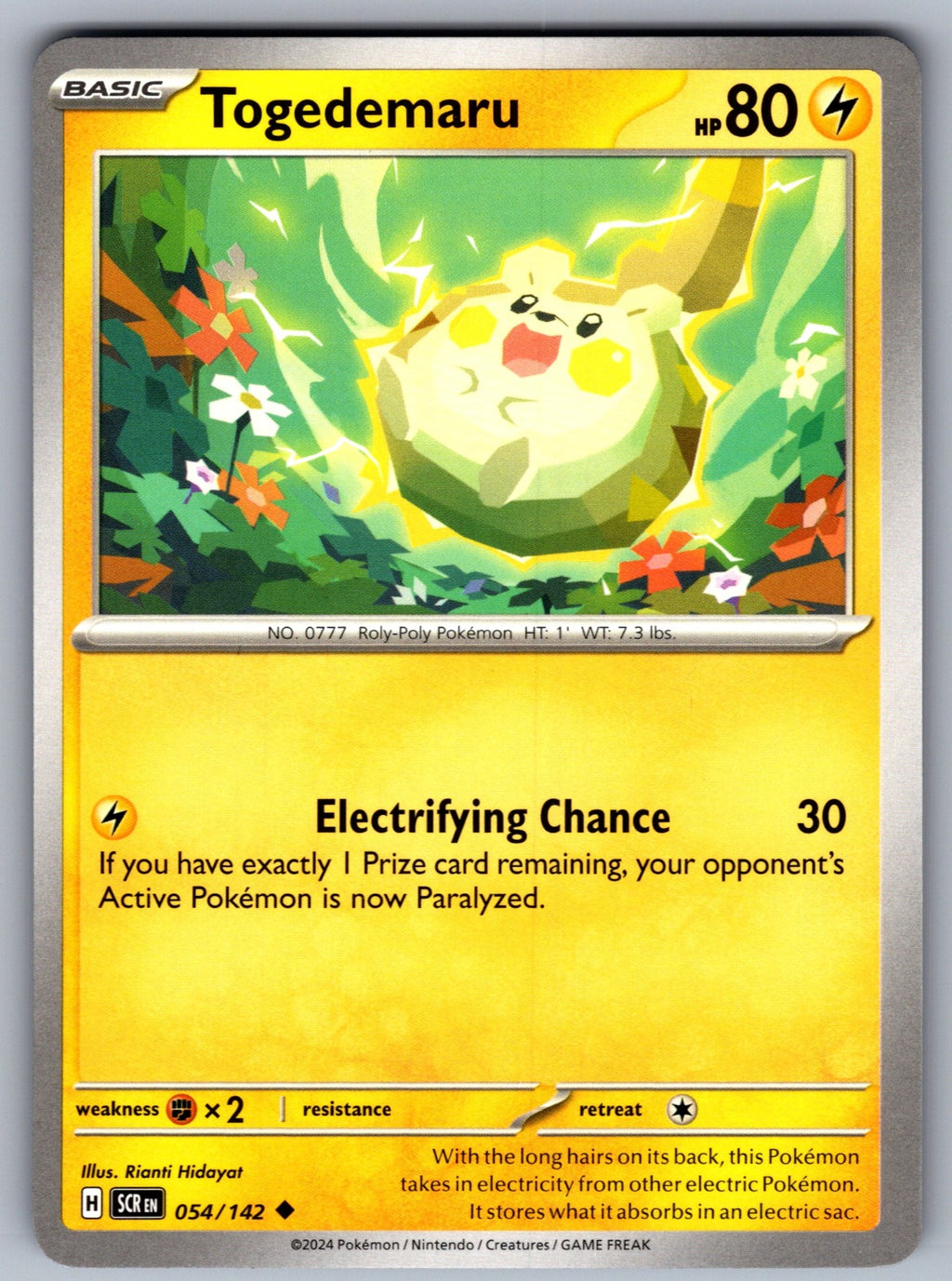 Togedemaru Uncommon SV07: Stellar Crown 054/142 NM 2024